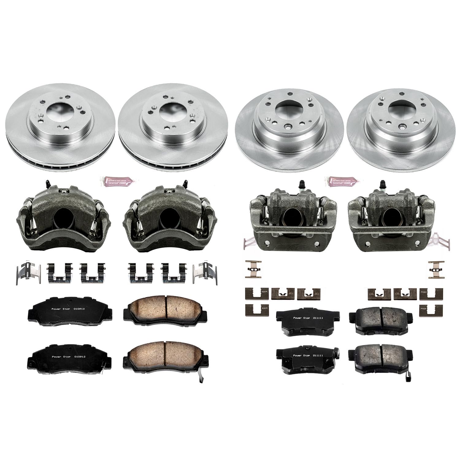 Power Stop KCOE705 1-Click Autospecialty OE Replacement Brake Kit with Calipers For Honda Odyssey 1995-1998, Isuzu Oasis 1996-1999 [Model Specific]