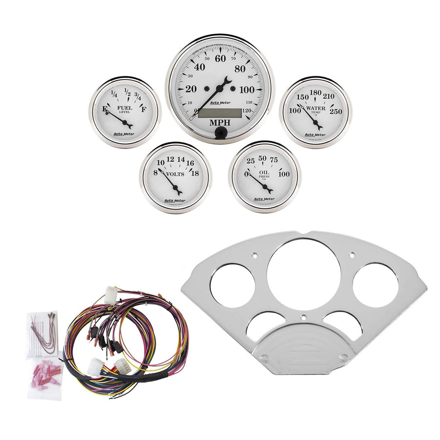 Gauge Kit AutoMeter 7033-OTW, 5 Pc, Chevy Car 55-56, Mph/Fuel/Oilp/Wtmp/Bat, OTW