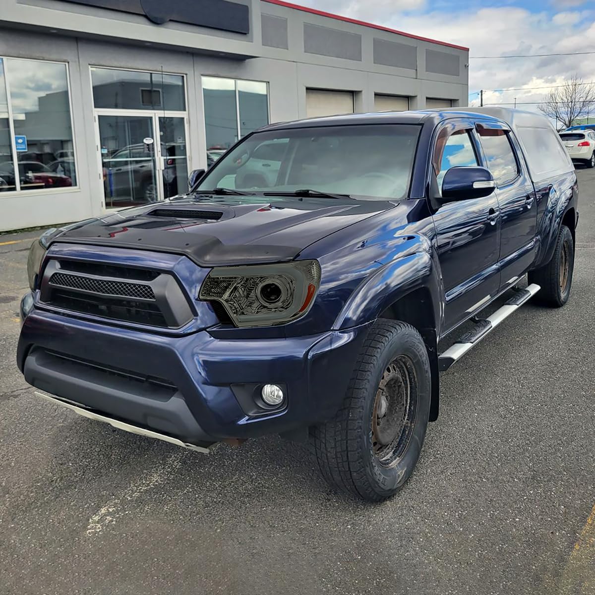 Smoke Spec-D Tuning Projector Headlights w/LED Bar Compatible with 2012-2015 Toyota Tacoma, Left + Right Head Lights Assembly