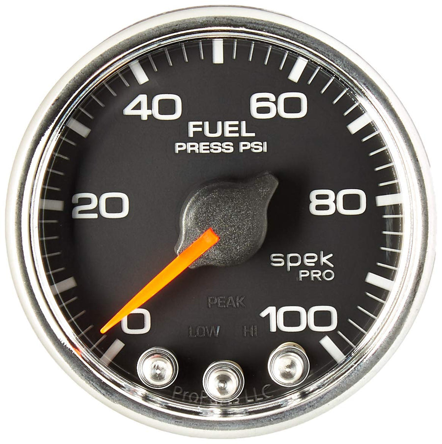 Gauge AUTO METER P31431 Fuel Press (Spek-Pro Gauge, 2 1/16", 100Psi, Stepper Motorwith Peak & Warn, Blk/Chrm, Spek-Pro)