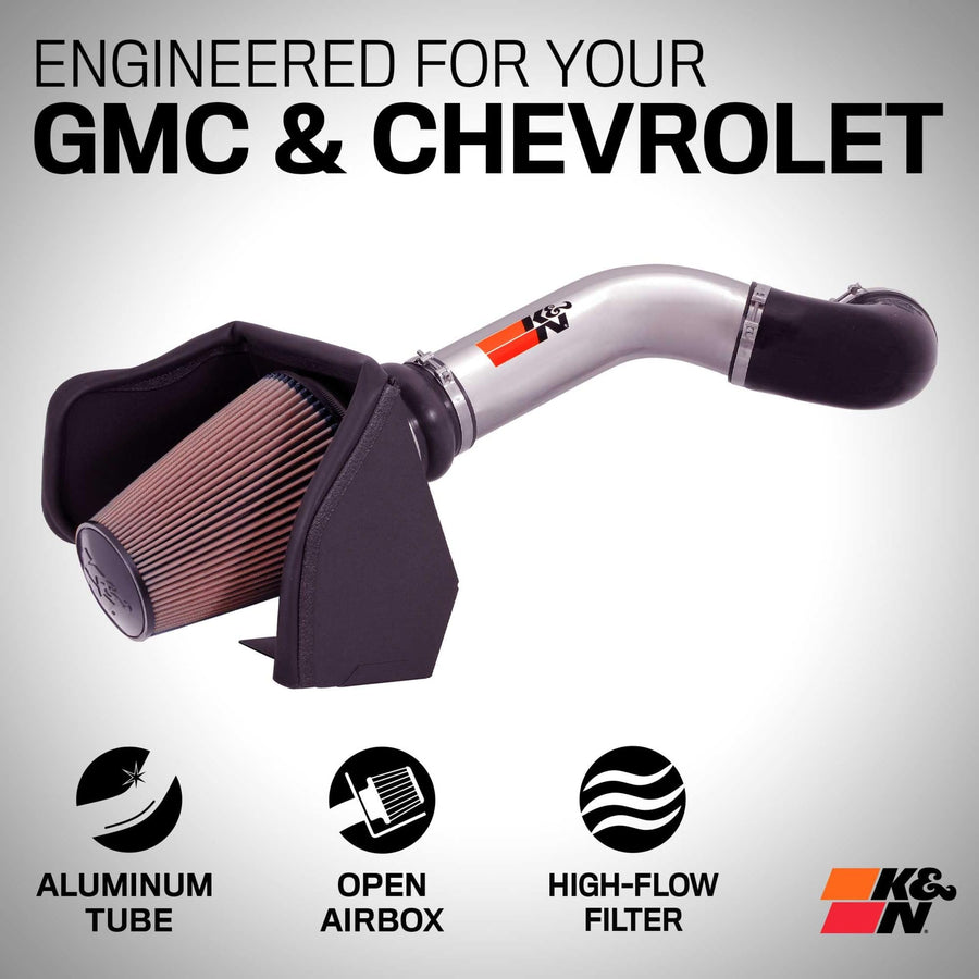 Cold Air Intake System K&N: High-Flow Air Filter, Increase Performance & Towing: Compatible with 1994-2004 Chervolet/GMC Silverado 1500,2500,3500, Sierra 1500, 77-3021KP