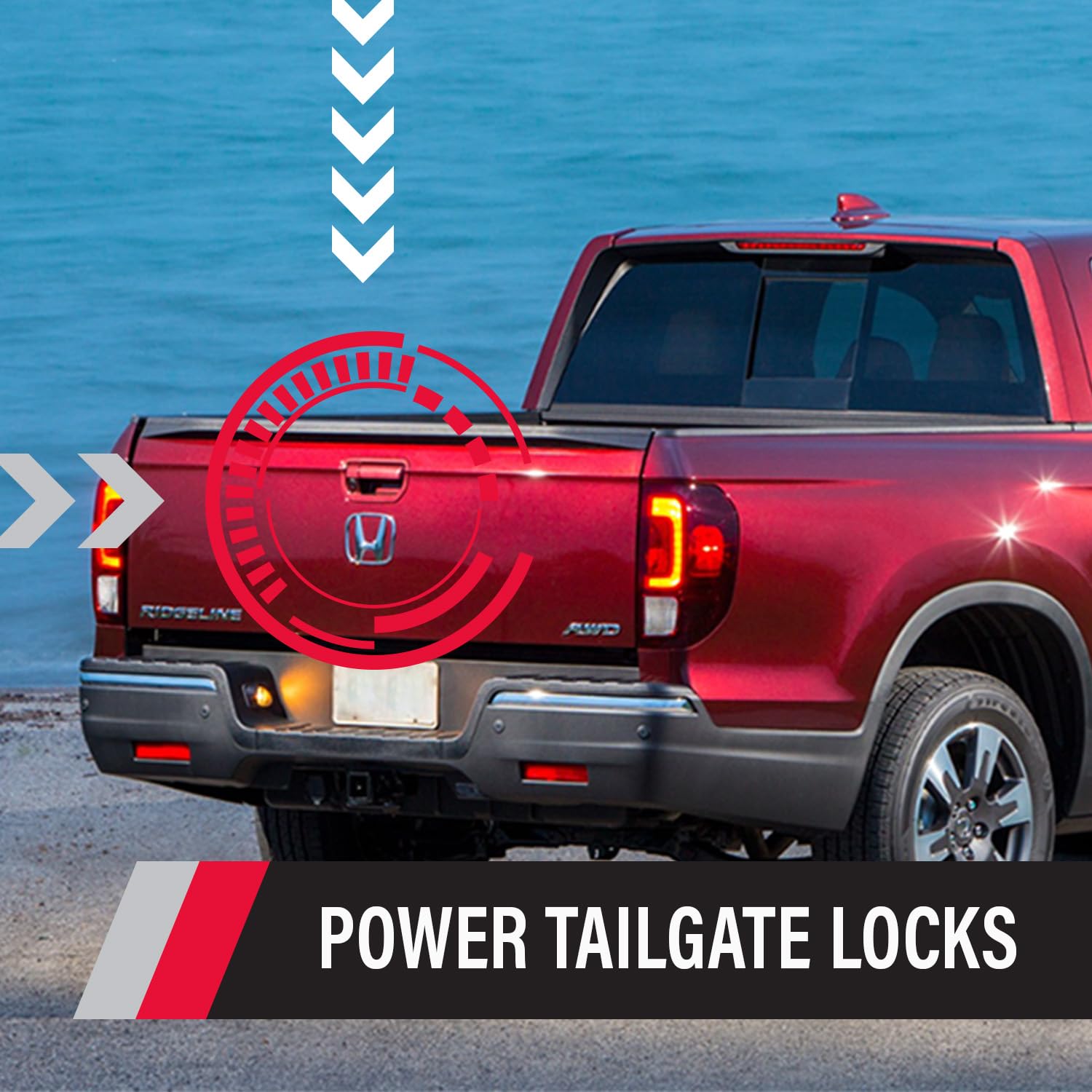 Power Tailgate Lock - Pop & Lock for Honda Ridgeline, Fits 2005 – 2019 Models (PL8600, Works with or Without Backup Camera)