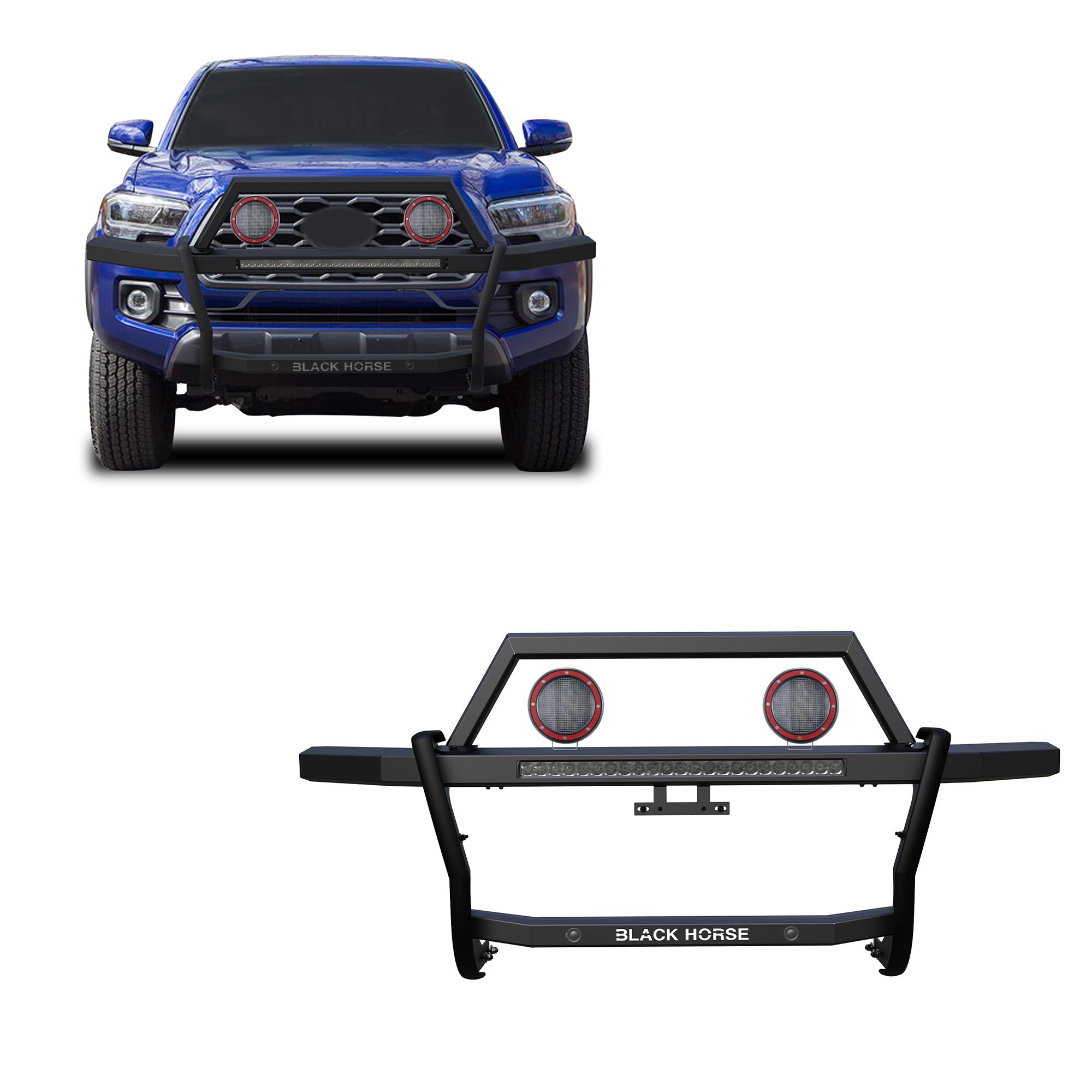 Rambler Black Horse Grille Guard Kit Modular Black Compatible with 2010-2024 Toyota 4Runner-RAGT20-K1PLFR