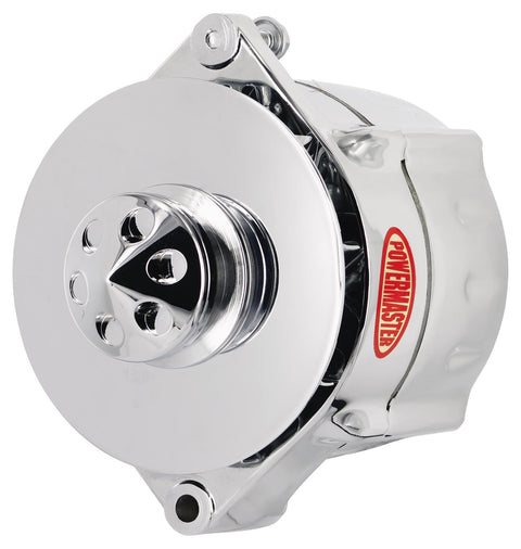 Alt GM Powermaster 12SI Chrome 150A Smooth Look™ 1V Pulley Baffle & Cone 1 or 3 Wire
