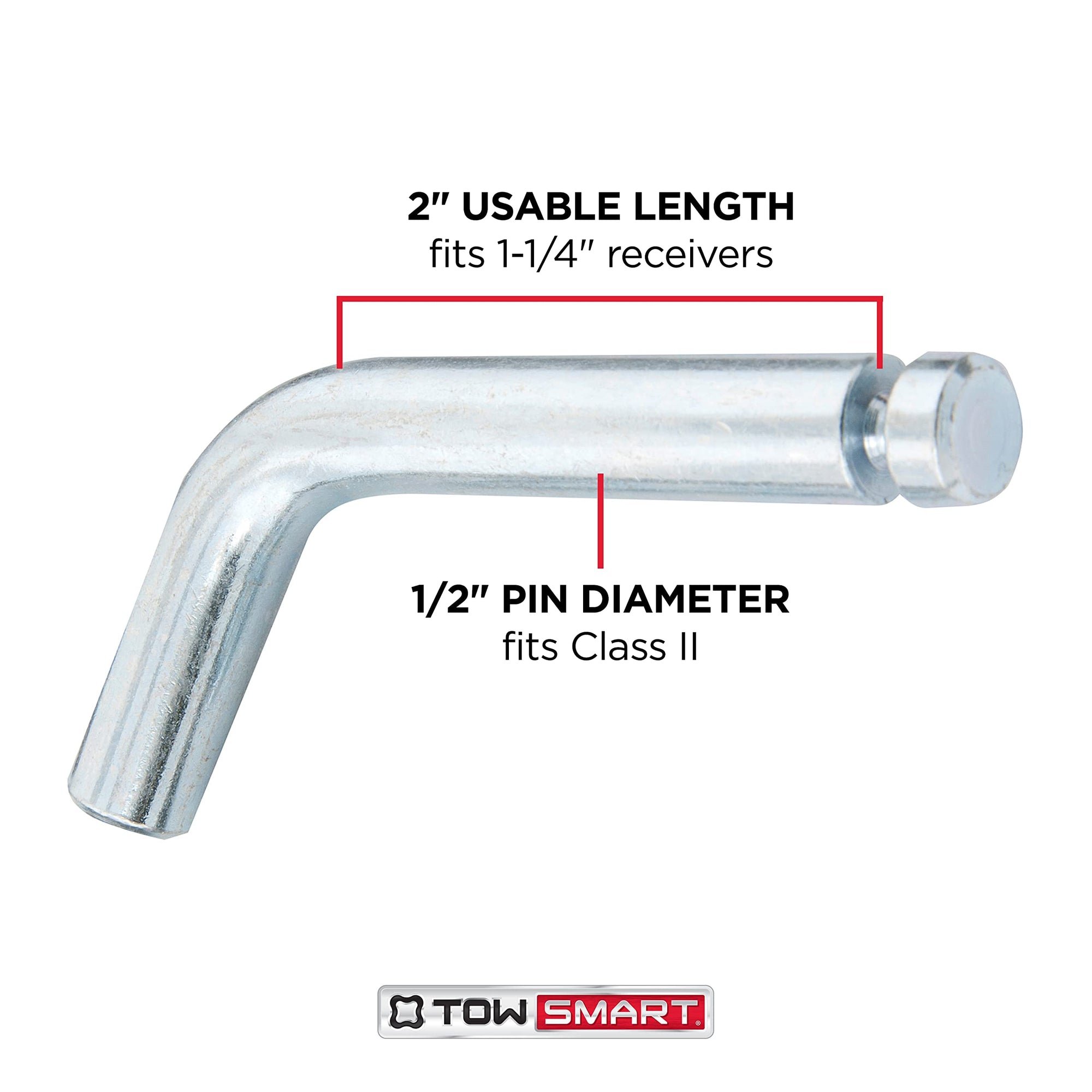 Standard Steel TOWSMART Bent Hitch Pin with Clip, 1/2 in. Diameter Pin, Fits 1-1/4 in. Receivers