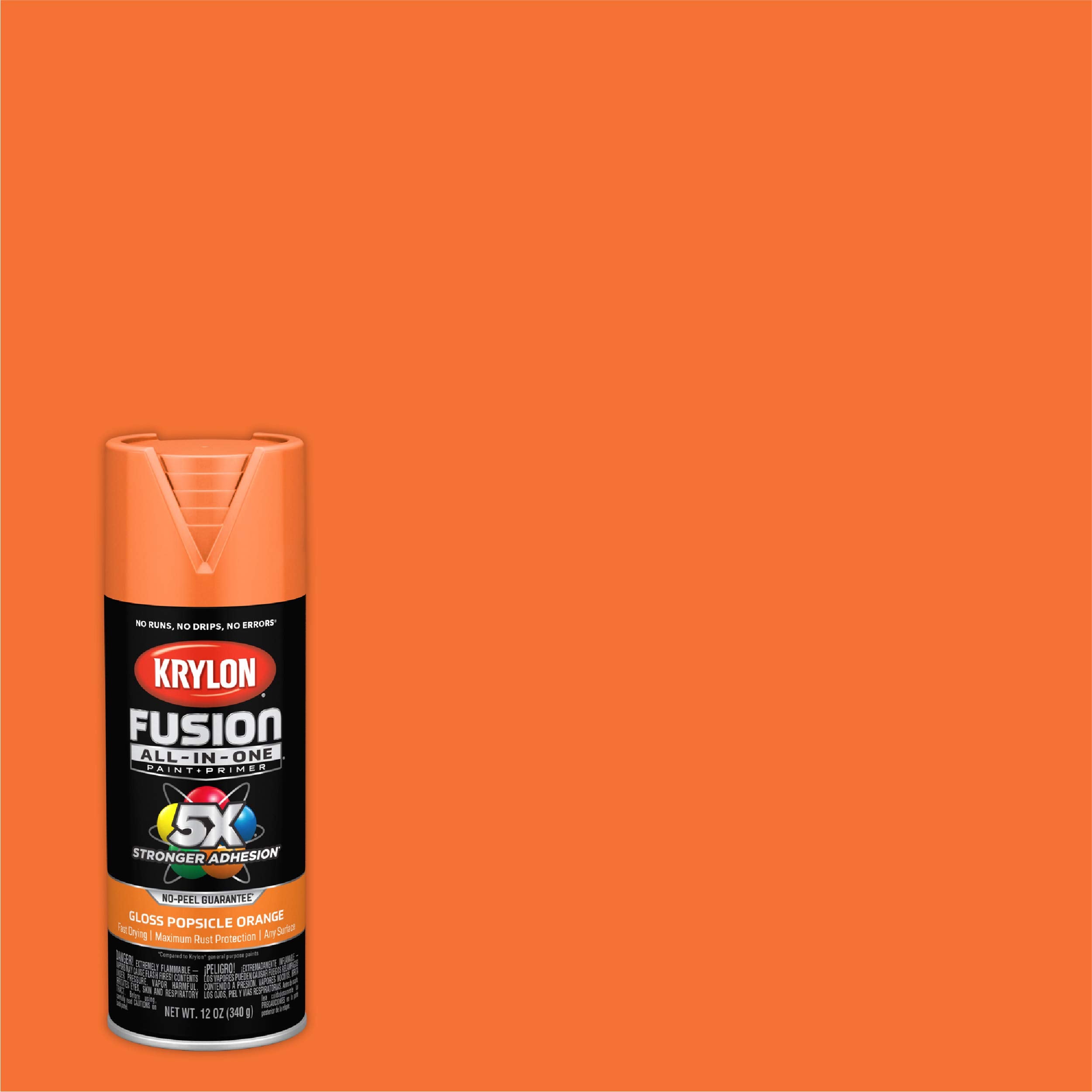 Krylon All-In-One Adhesive Spray Paint for Indoor/Outdoor Use, 12 oz, Popsicle Orange