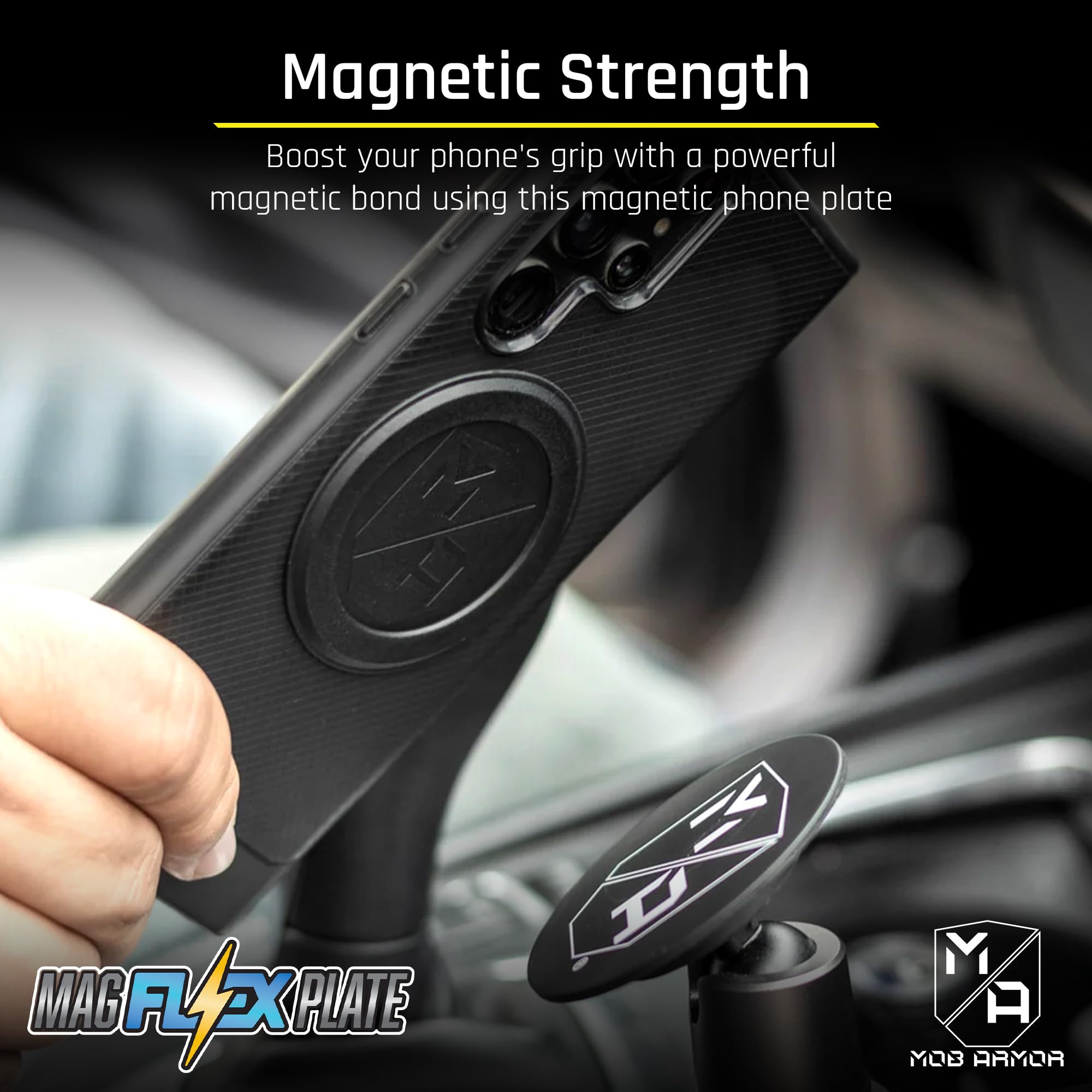 Mob Armor Flex Plate Magnet - Magnetic Phone Mount for iPhone, Android, Wireless Charging Compatible- 2mm Thick Rubber Magnetic Plate -