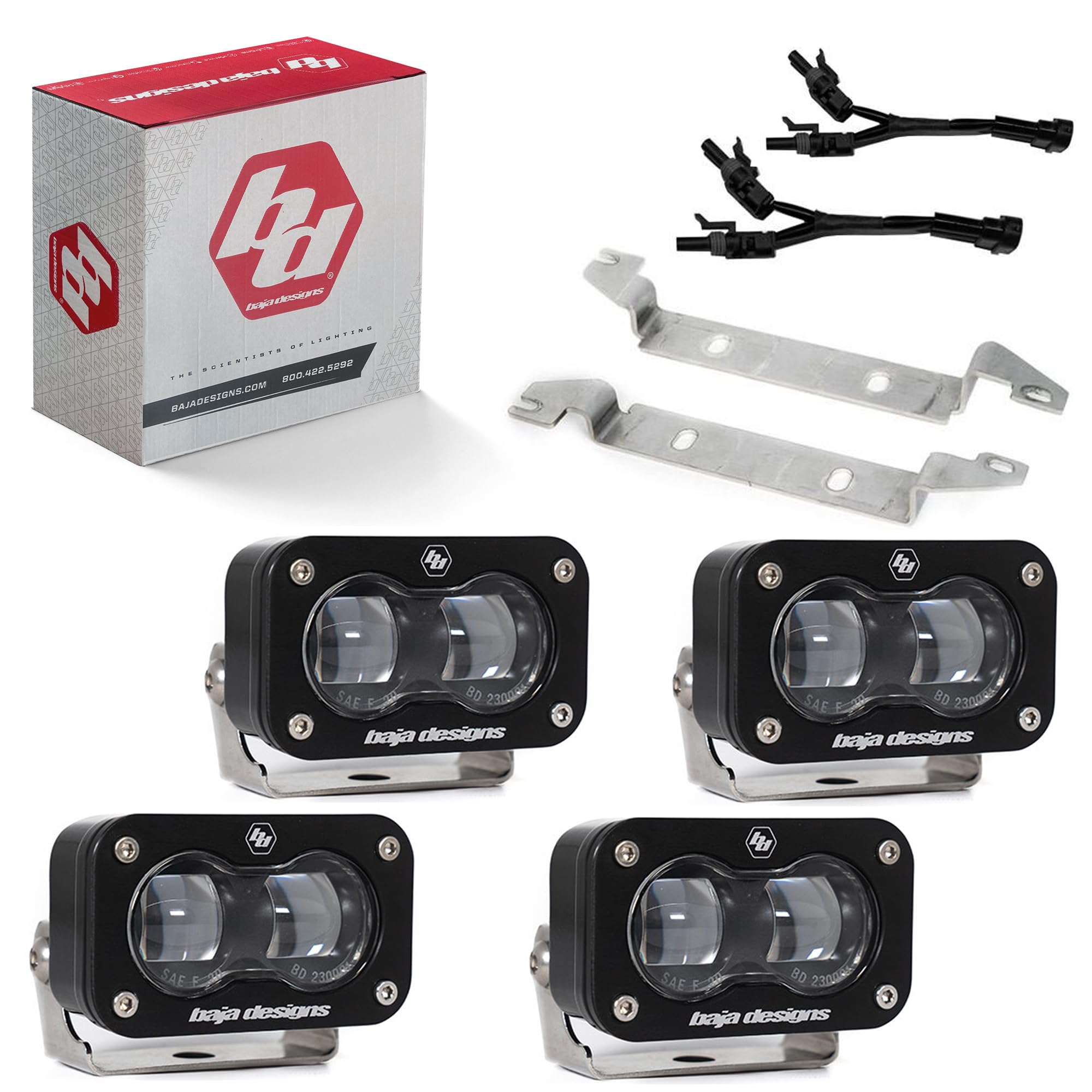 Baja Designs S2 LED SAE OEM Replacement Fog Light Kit for Toyota Tacoma 2024+ (SAE Spot Lens, Clear)
