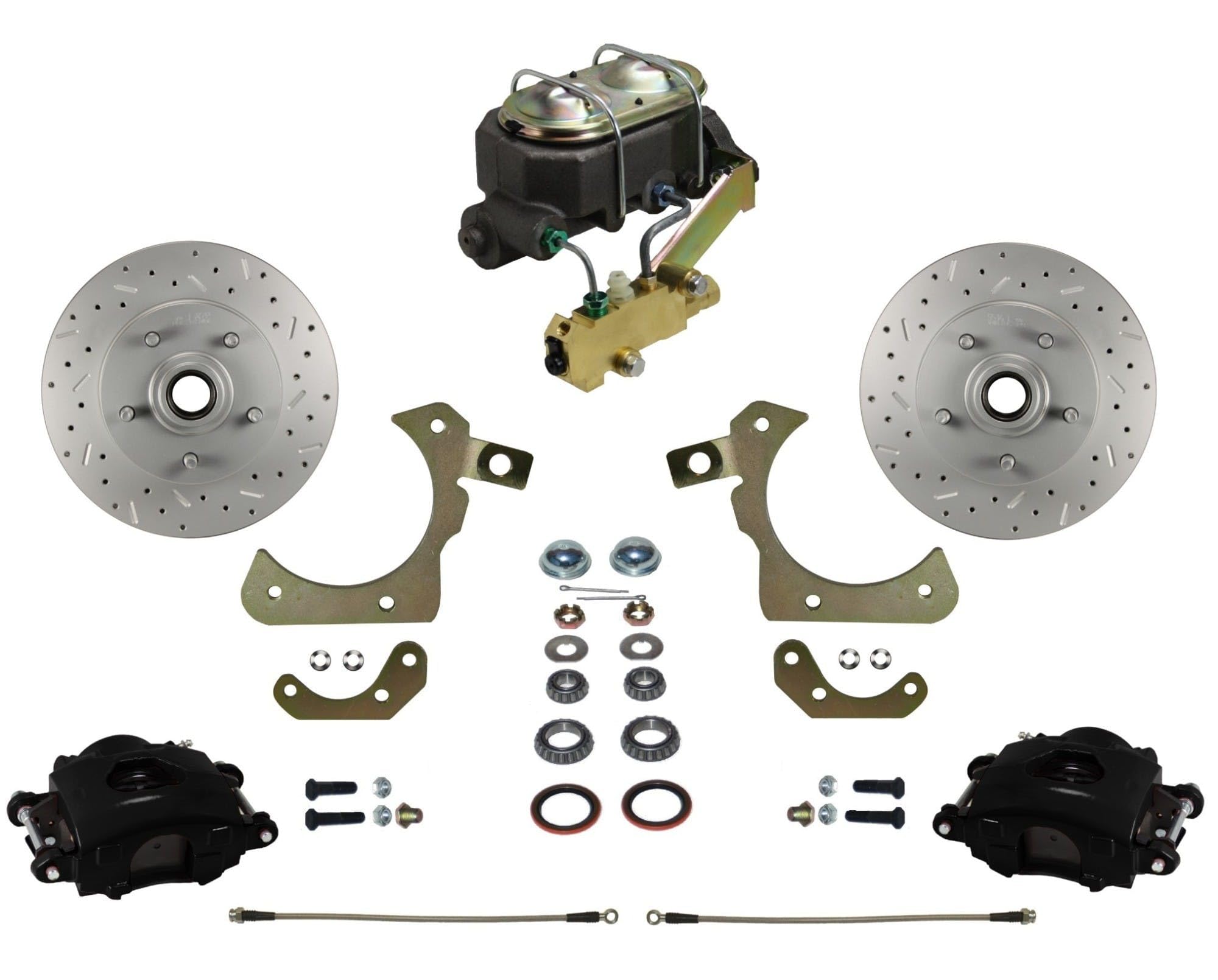 Manual Front Disc Brake Conversion Kit With Maxgrip Xds Black Calipers LEED BRAKES