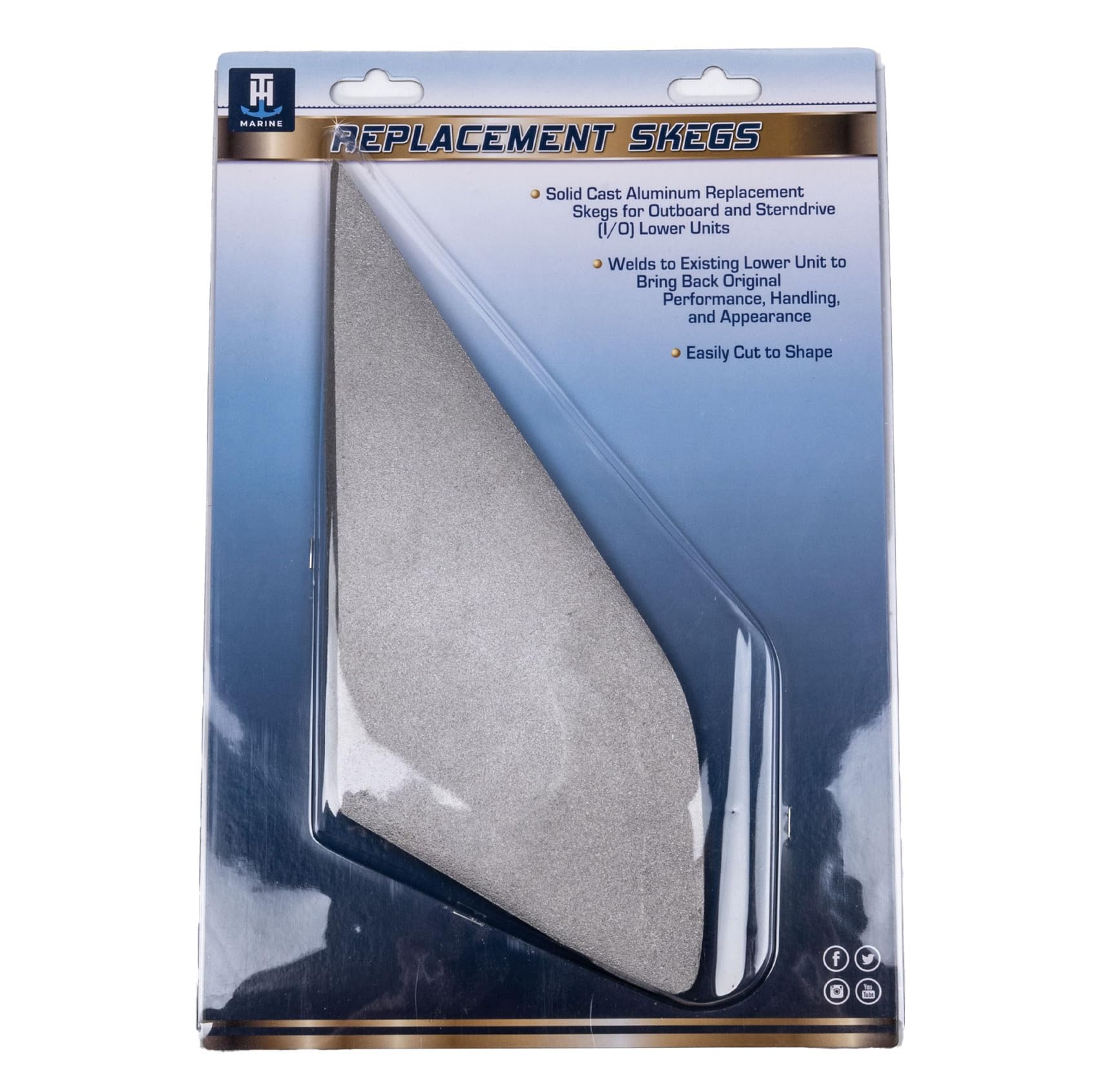 T-H Marine Replacement Skeg Solid Cast Aluminum for Outboard and Sterndrive Lowers - Weld-On Marine Repair Skeg for Performance Restoration - Mercury V6 Outboards and Mercruiser Stern Drives (I/Os)