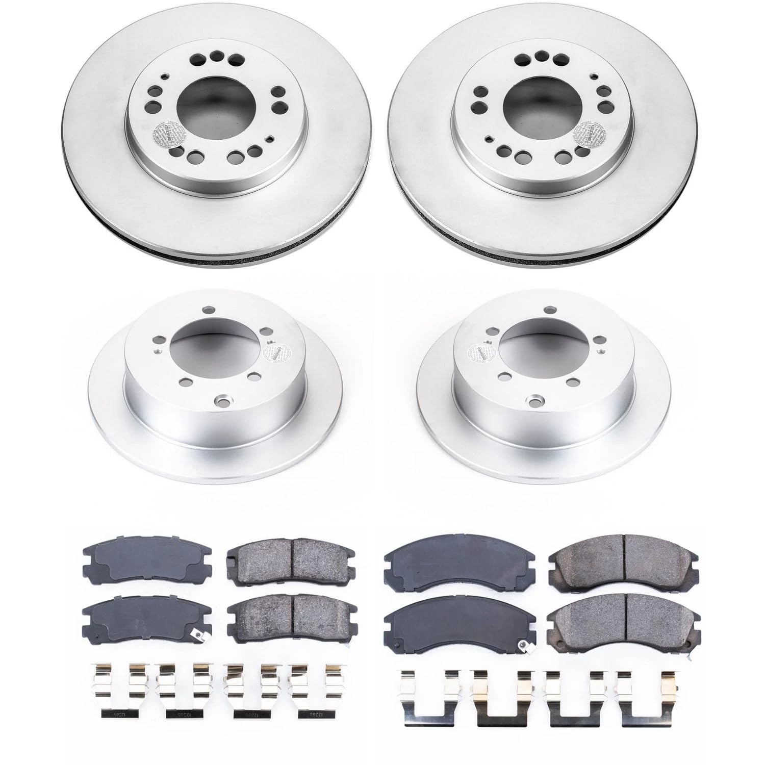 Power Stop Coated CRK802 Brake Rotor and Ceramic Brake Pads- Front & Rear For Eagle Talon 1995-1997, Mitsubishi Eclipse 1995-2000, Mitsubishi Galant 1999-2000 [Model Specific]