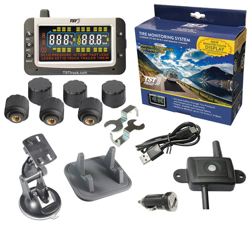 TPMS TST 507 Series - RV Tire Pressure Monitoring System with 6 Cap Sensors & Color Display Monitor for Travel Trailers, Campers and Motorhomes