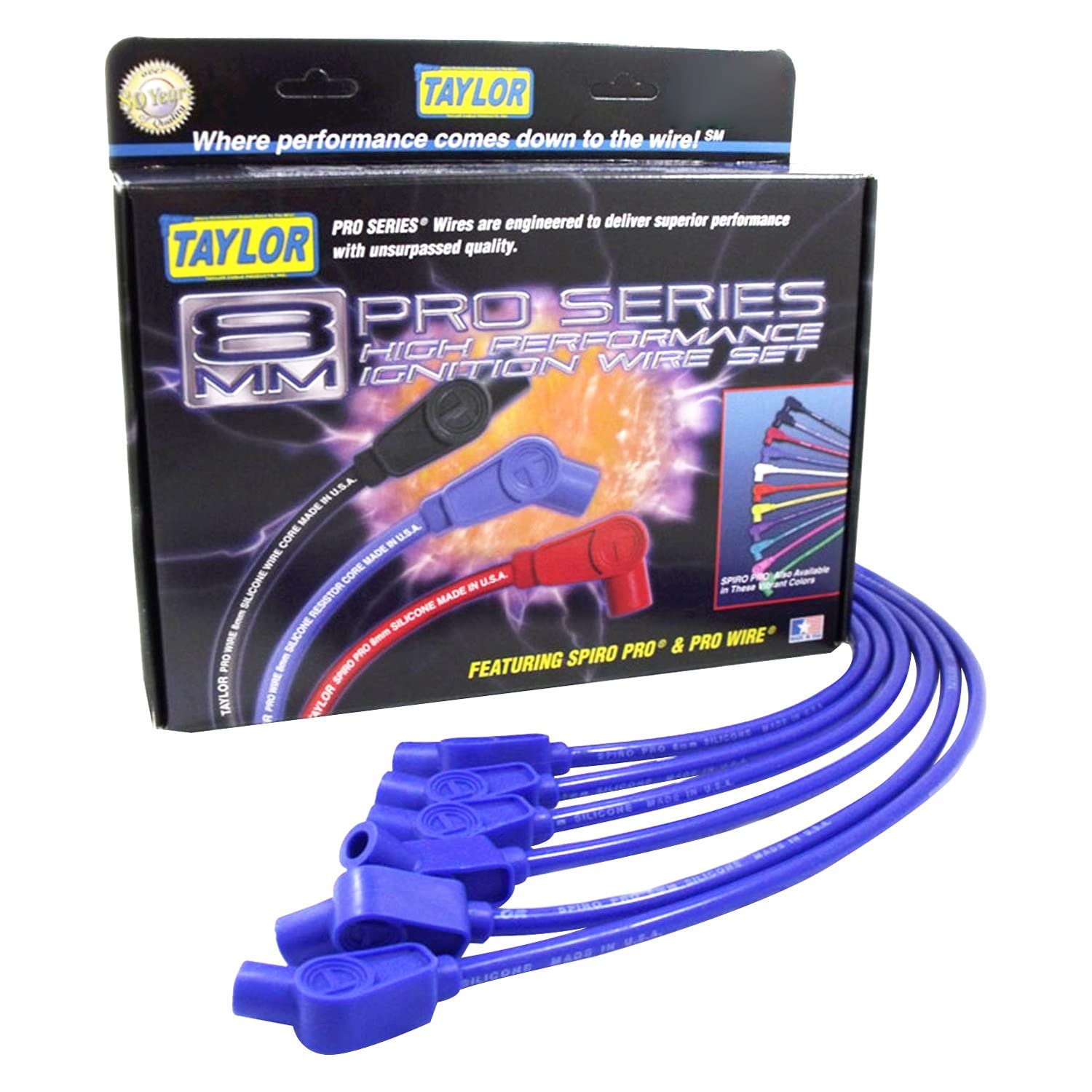 8mm race fit Taylor Cable Spiro-Pro blue 76658