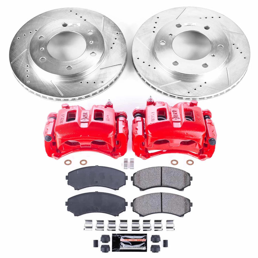 Z23 Evolution Power Stop KC148 Front Brake Caliper Kit-Brake Rotors, Carbon-Fiber Ceramic Brake Pads, Calipers For Mitsubishi Montero 2001-2006 [Model Specific]