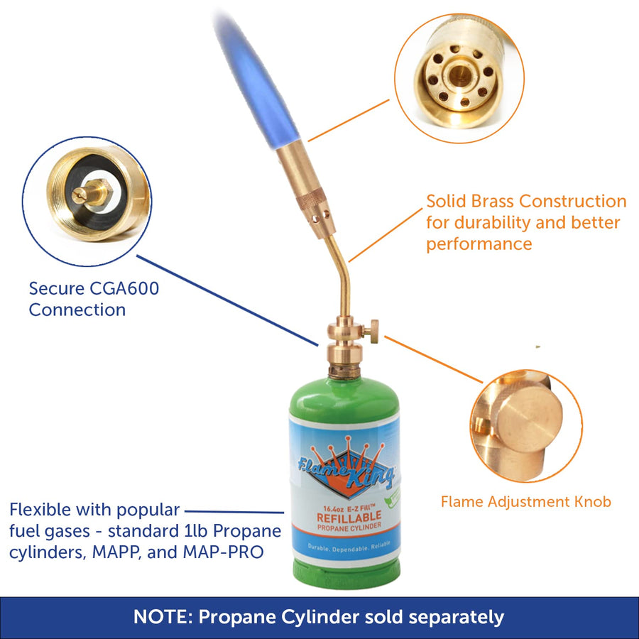YSNAX1-003 Flame King Propane Gas Blow Torch for Soldering Copper, Thawing Frozen Pipes, Metal Bending, Plumbing & Lighting a Charcoal/Campfire