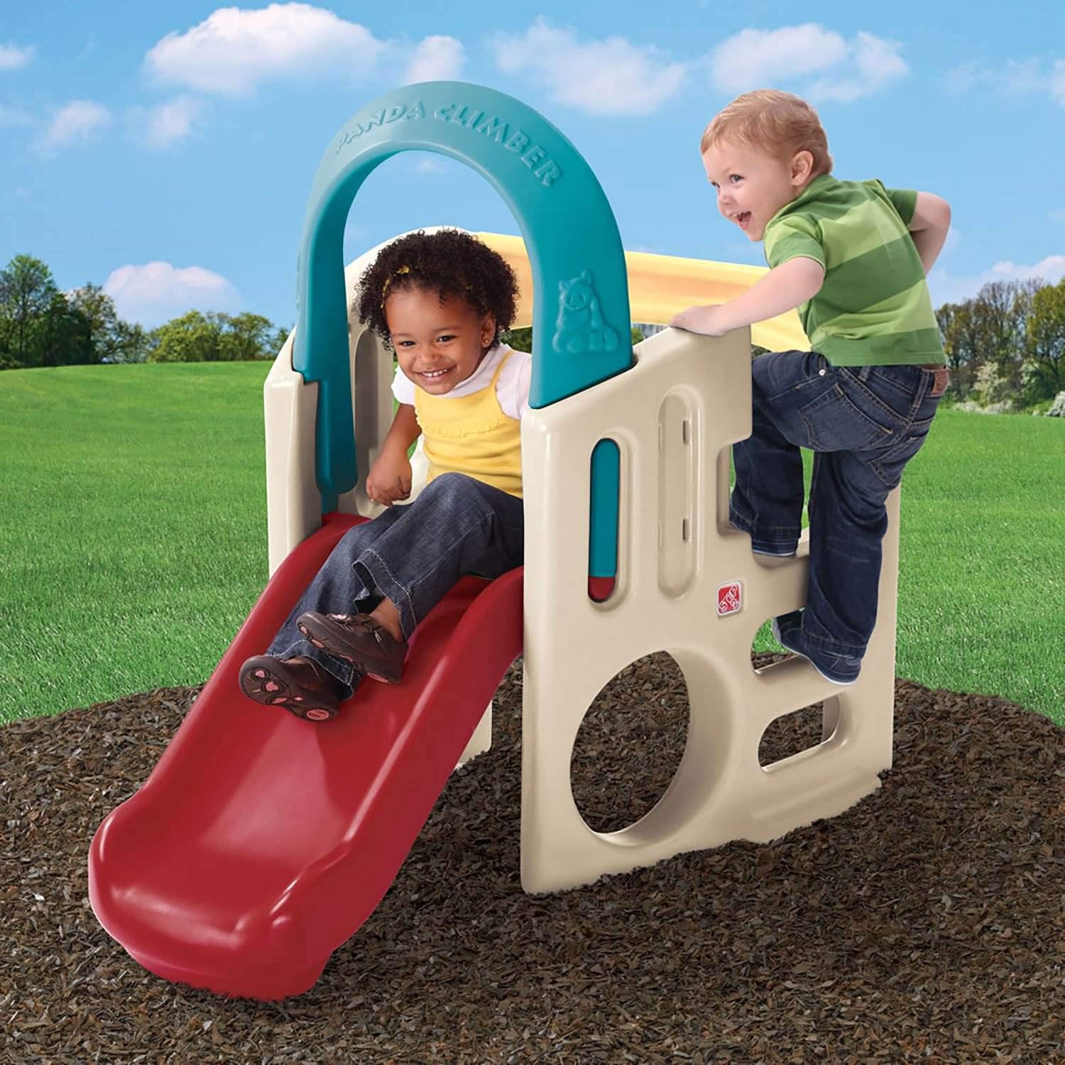 Panda Climber Step2 | Outdoor Toddler Activity Playset, Tan/Red/Yellow/Blue