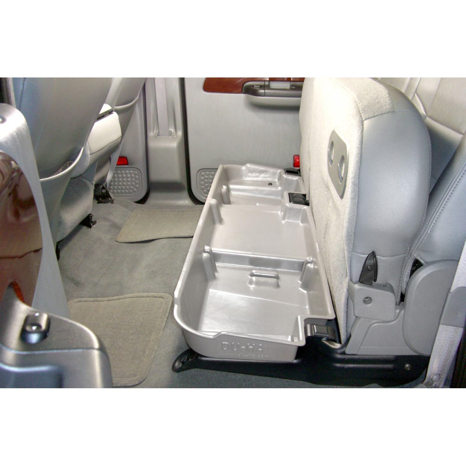 Under Seat Storage DuHa 20067 fits 2003-2016 Ford F250 F350 F450 F550 Super Duty Crew Cab with 60/40 Split Bench Seats Only | Black Heavy-Duty Back Seat Organizer | Includes Dividers