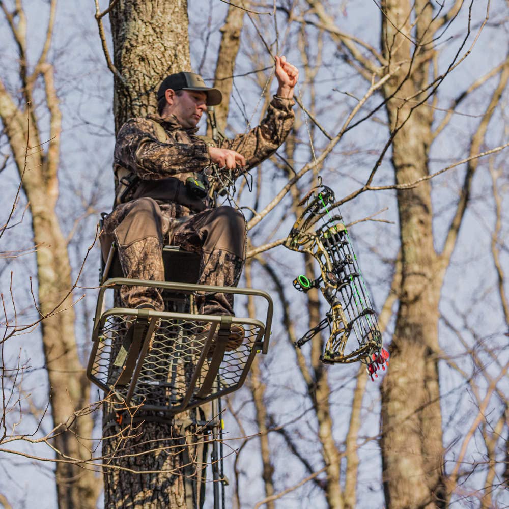 Summit Treestands Ledge XT Tree Stand Hang-on | Lightweight | Folding Comfort-Mesh Seat (SU82117),Black
