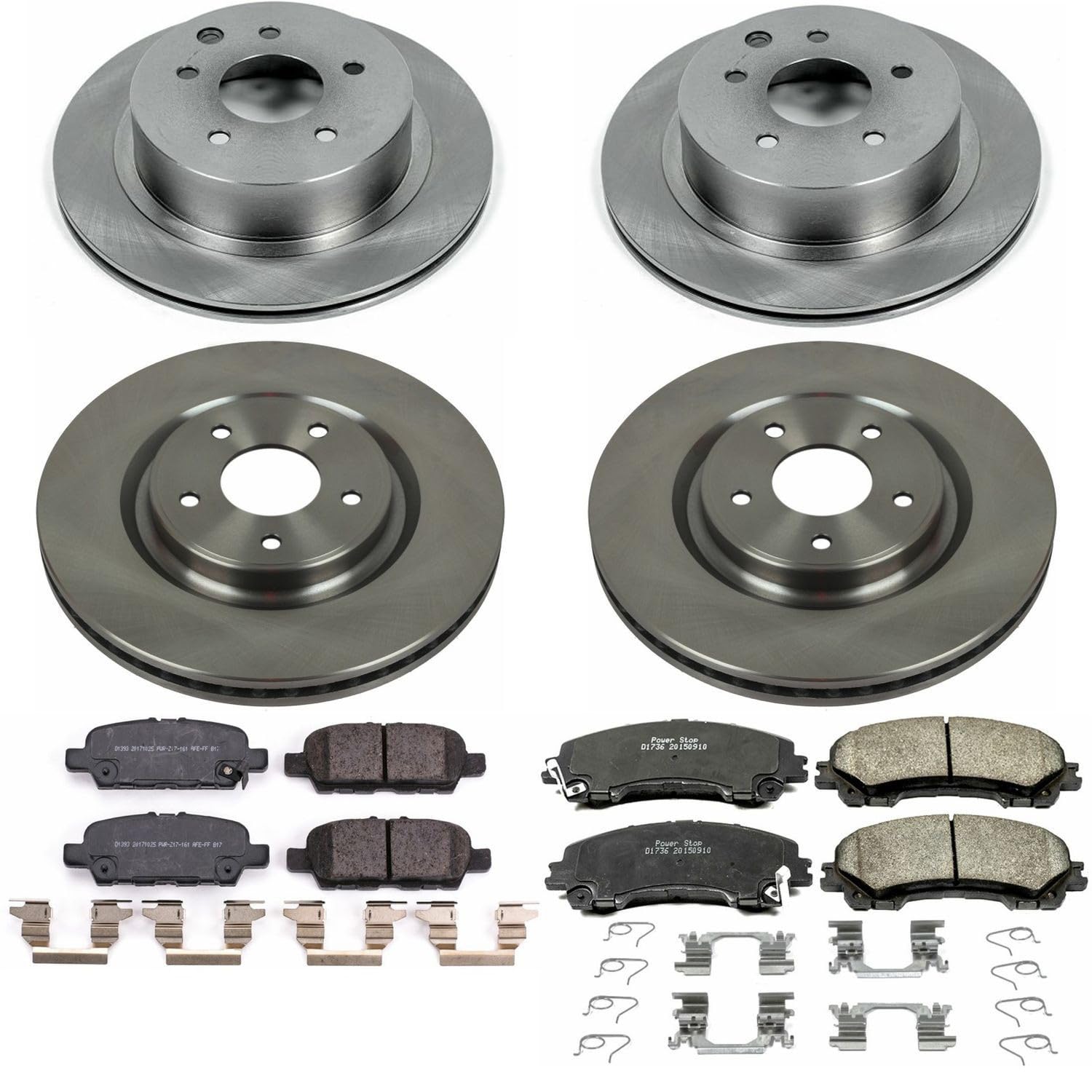 Power Stop Autospecialty KOE7033 Front and Rear Replacement Brake Kit-OE Brake Rotors & Ceramic Brake Pads For Nissan Rogue 2014-2019 [Model Specific]