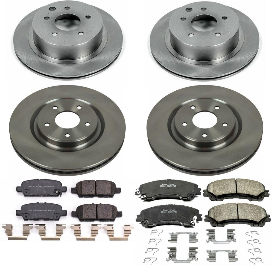 Power Stop Autospecialty KOE7033 Front and Rear Replacement Brake Kit-OE Brake Rotors & Ceramic Brake Pads For Nissan Rogue 2014-2019 [Model Specific]