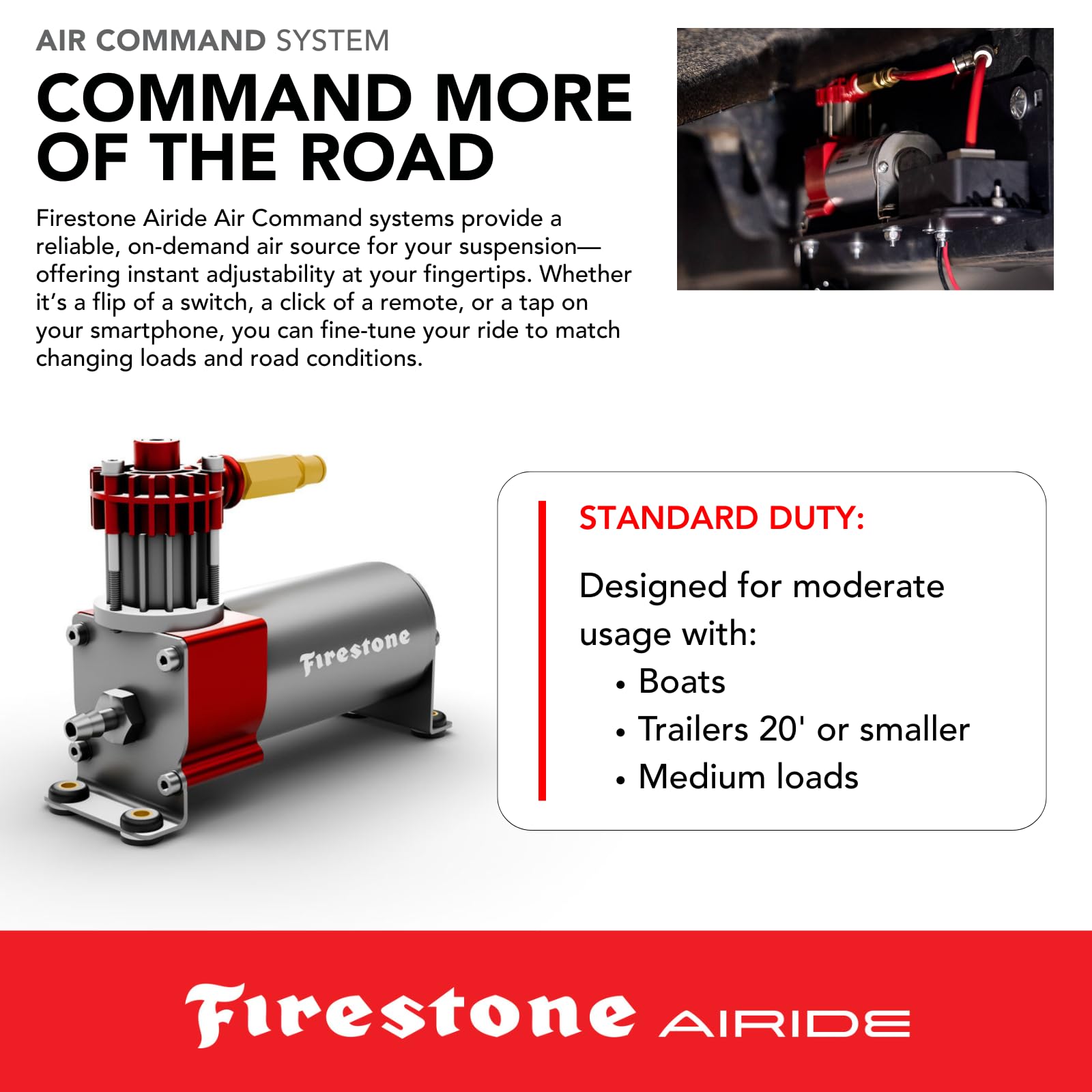 Air Command Firestone 2922 Single Wireless App & Remote Standard Compressor Kit fits Air Helper Springs (1/4" Tubing) | 100 PSI | Single Path | Easy Installation