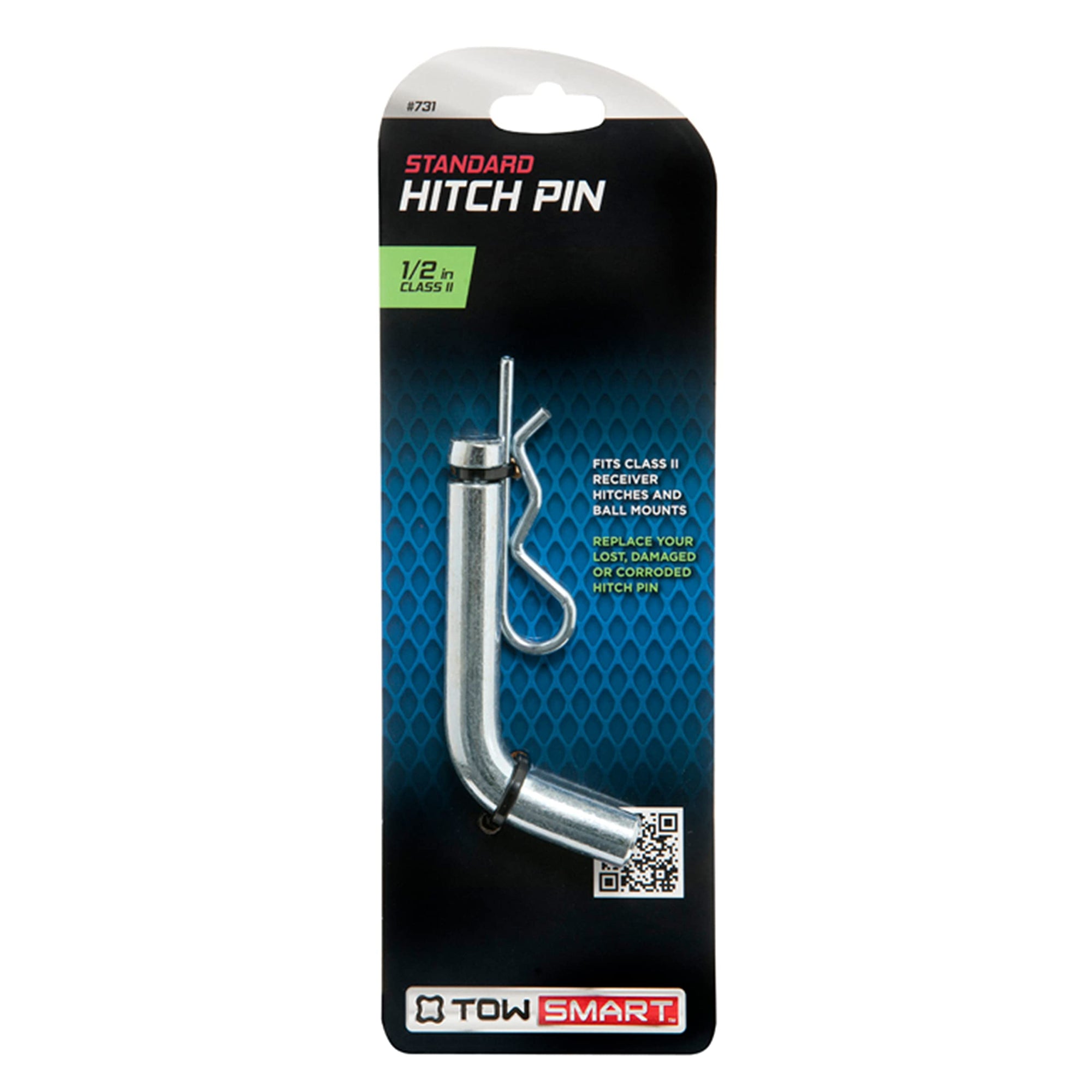 Standard Steel TOWSMART Bent Hitch Pin with Clip, 1/2 in. Diameter Pin, Fits 1-1/4 in. Receivers