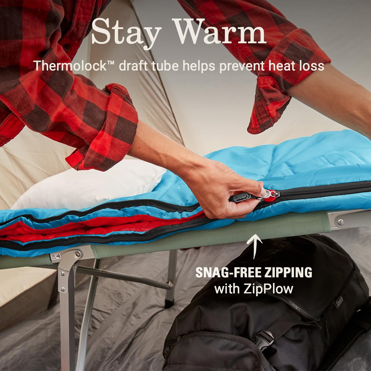 Coleman 30/40/50°F Flatlands Sleeping Bag, Made from 100% Recycled Material, Big & Tall Options, Cool-Weather Sleeping Bag for Camping, Sleepovers, Guests & More