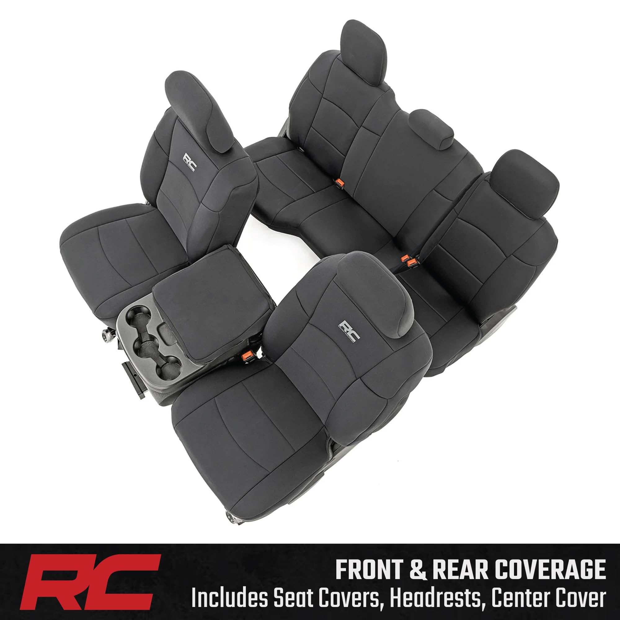 Rough Country Front Neoprene & 60/40 Rear Seat Covers for 19-22 Ram 2500-91044, Black