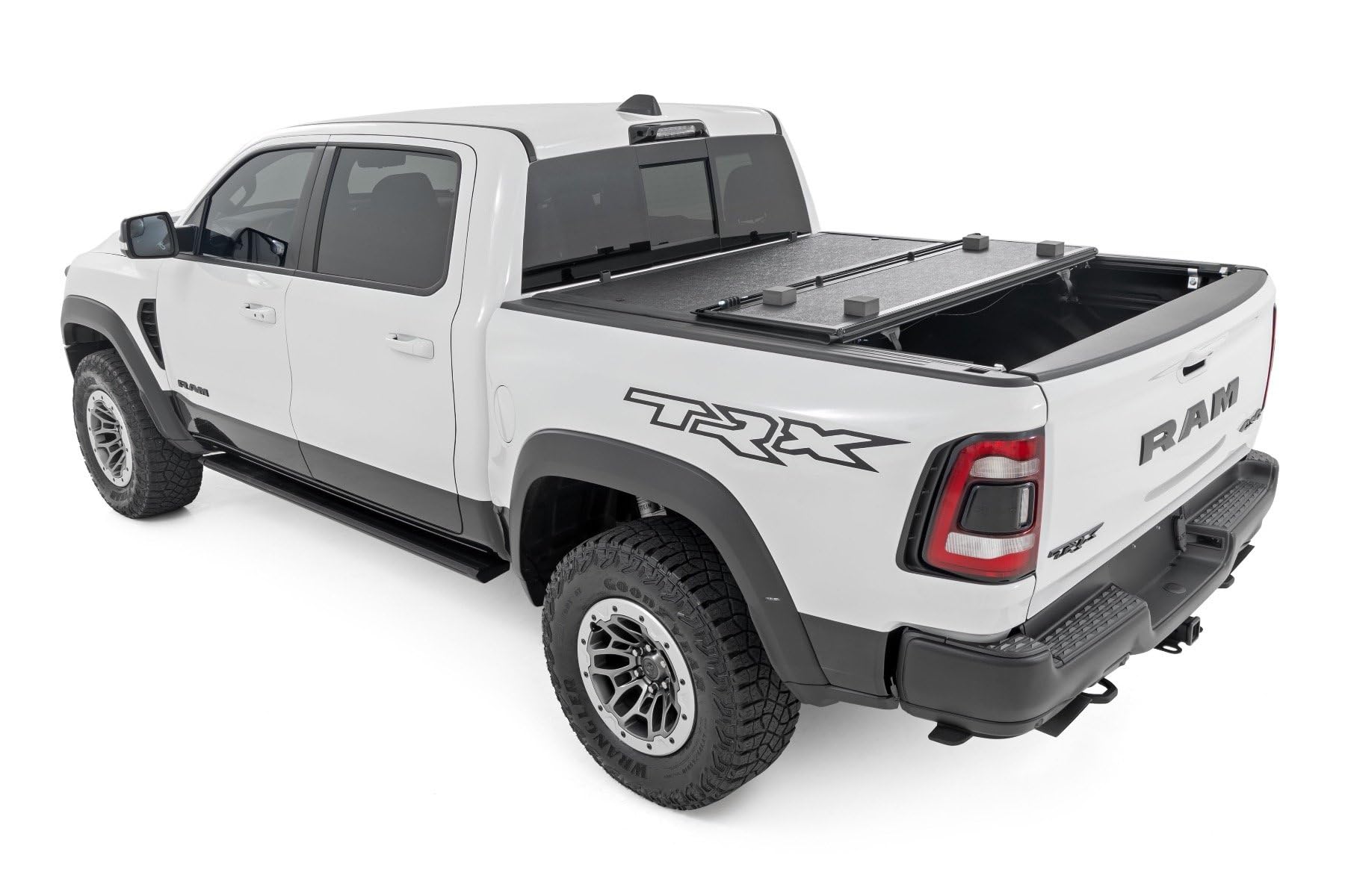 Hard Tri-Fold Rough Country Tonneau Cover for Ram 1500 (2019-2026) & 1500 TRX (2021-2024) - Low-Profile Aluminum Truck Bed Cover, Fits 5'7 Bed