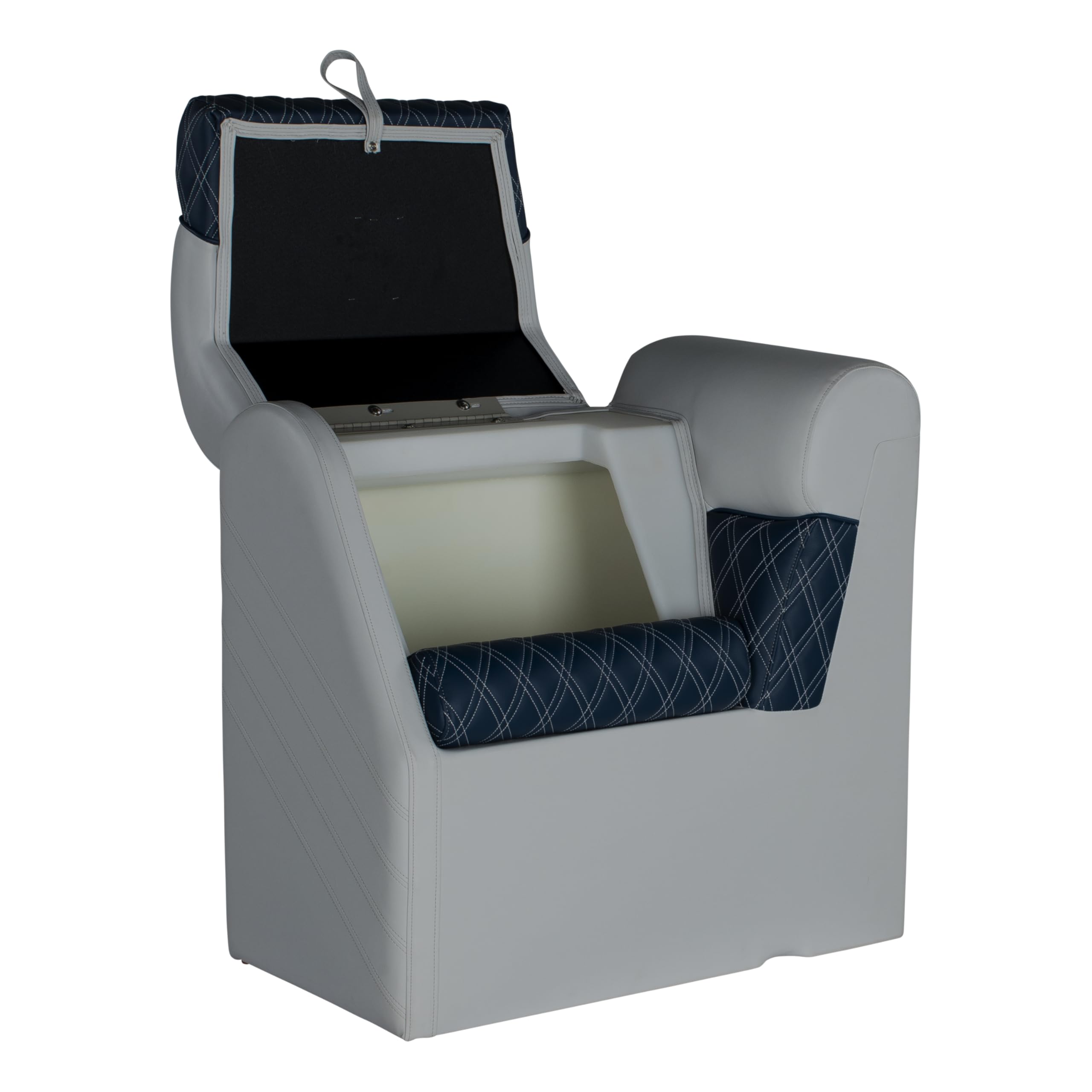 Lippert Lean Back Sunset Collection Pontoon Chaise Right, Ergonomic Foam Cushioning, Marine-Grade Vinyl, Hinged Seat with Dry Storage, Corrosion-Resistant Hardware, 31"L x 32.25"W x 18"H - 2024024098