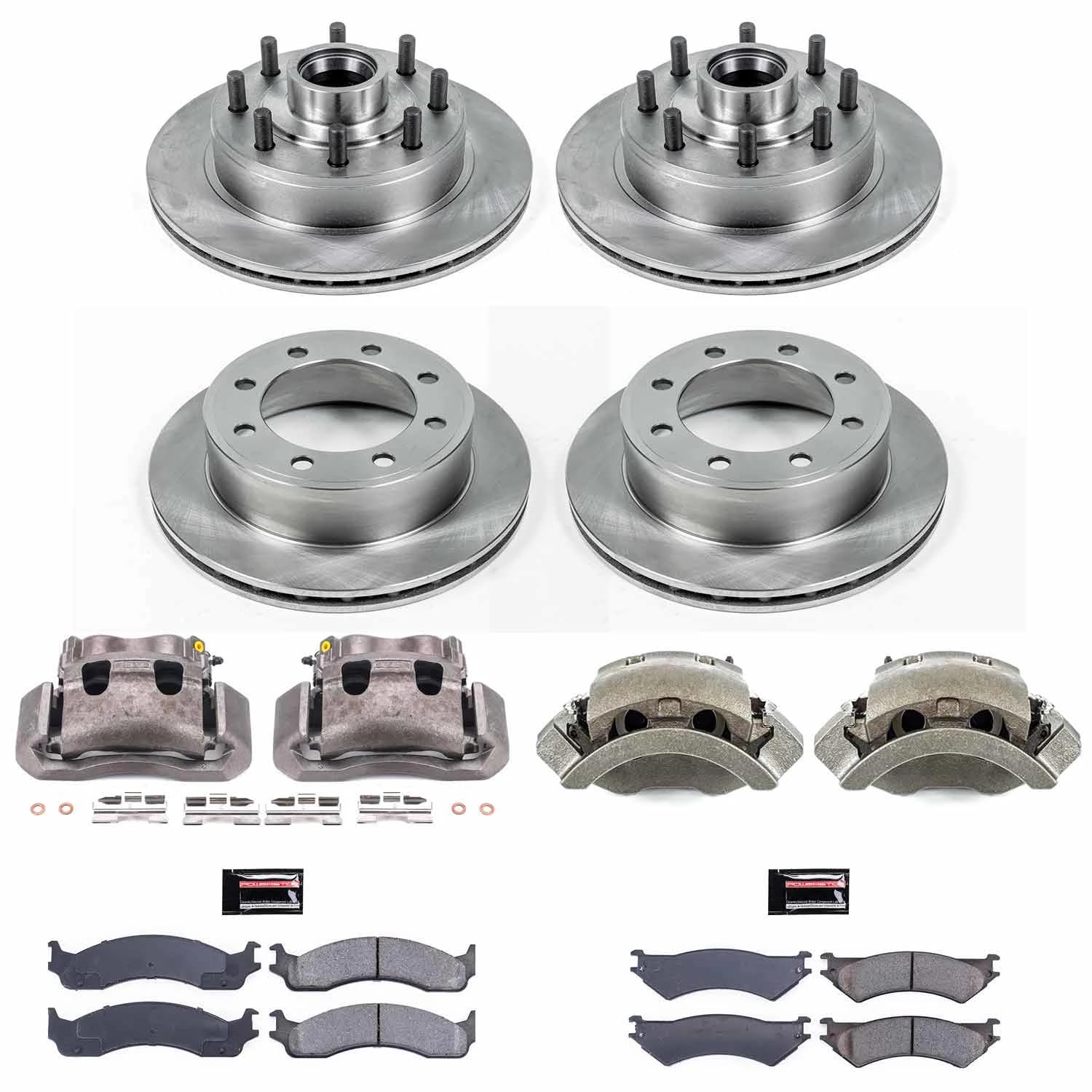 Power Stop KCOE4434A Front & Rear Autospecialty Caliper Brake Kit- Brake Rotors, Ceramic Brake Pads and Brake Calipers For Ford E-350 Econoline Club Wagon, Ford E-350 Super Duty [Model Specific]