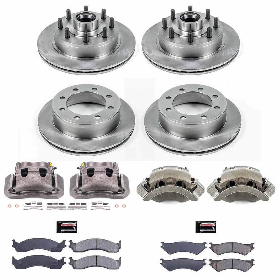 Power Stop KCOE4434A Front & Rear Autospecialty Caliper Brake Kit- Brake Rotors, Ceramic Brake Pads and Brake Calipers For Ford E-350 Econoline Club Wagon, Ford E-350 Super Duty [Model Specific]