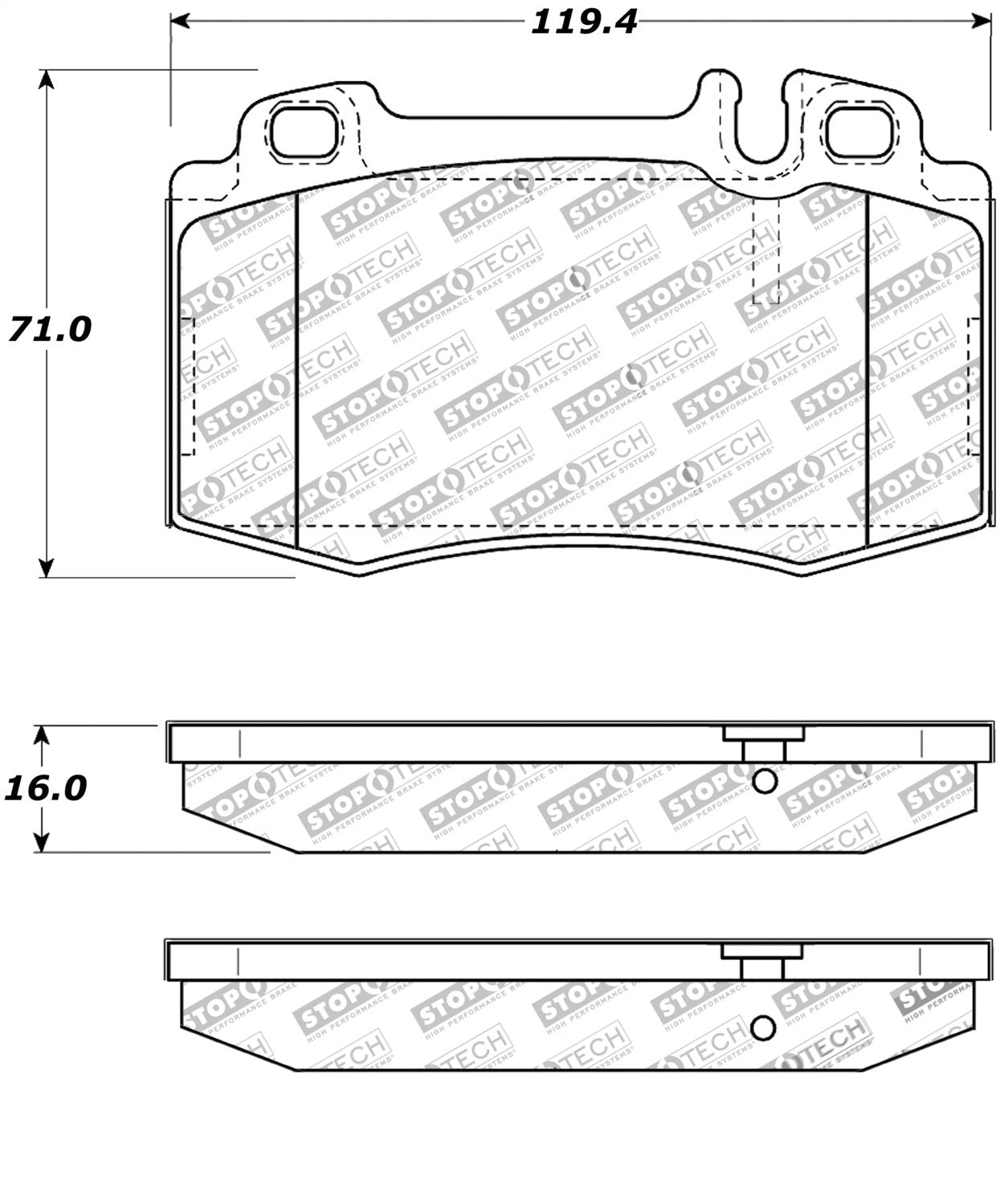 Front StopTech 308.08470 Brake Pads with Shims and Hardware Street
