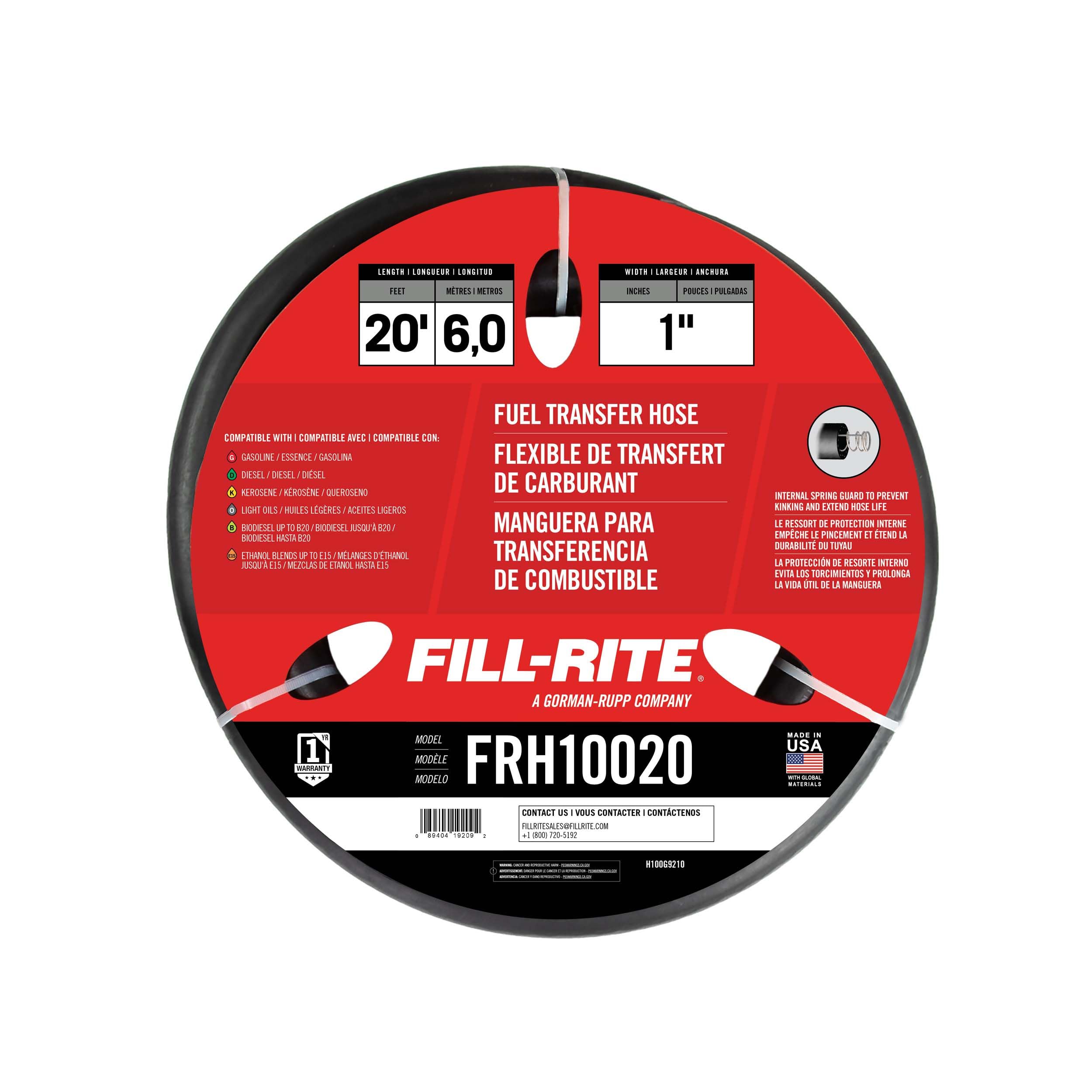 Fill-Rite 1" x 20' FRH10020 Fuel Transfer Hose