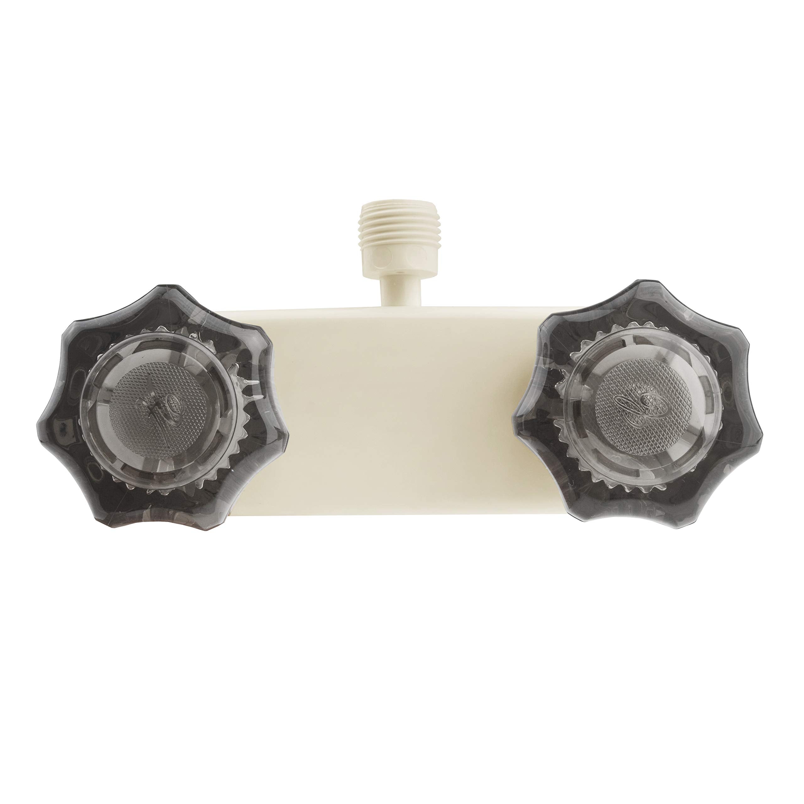 Dura Faucet RV/Motorhome/Trailer DF-SA100S-BQ Shower Faucet Valve Diverter with Smoked Acrylic Knobs (Bisque Parchment)