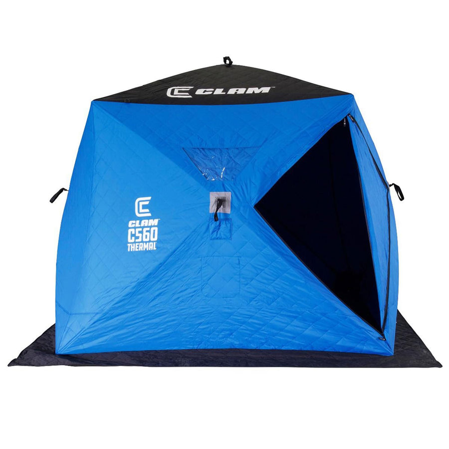 C-560 CLAM 4 Person Thermal Ice Fishing Shelter - 7.5 ft Pop Up Tent with Anchors & Carry Bag