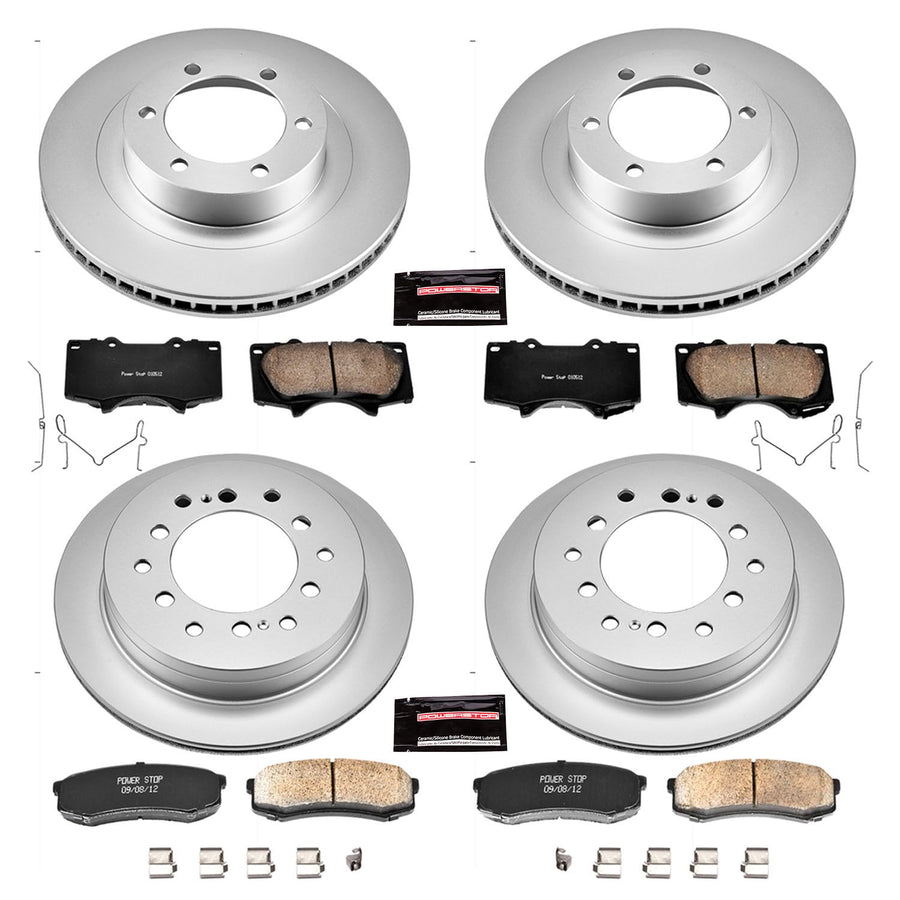 Power Stop CRK2422 Brake Rotor & Coated Ceramic Brake Pads- front & rear For Lexus GX470 2003-2009, Toyota 4Runner 2003-2009 [Model Specific]