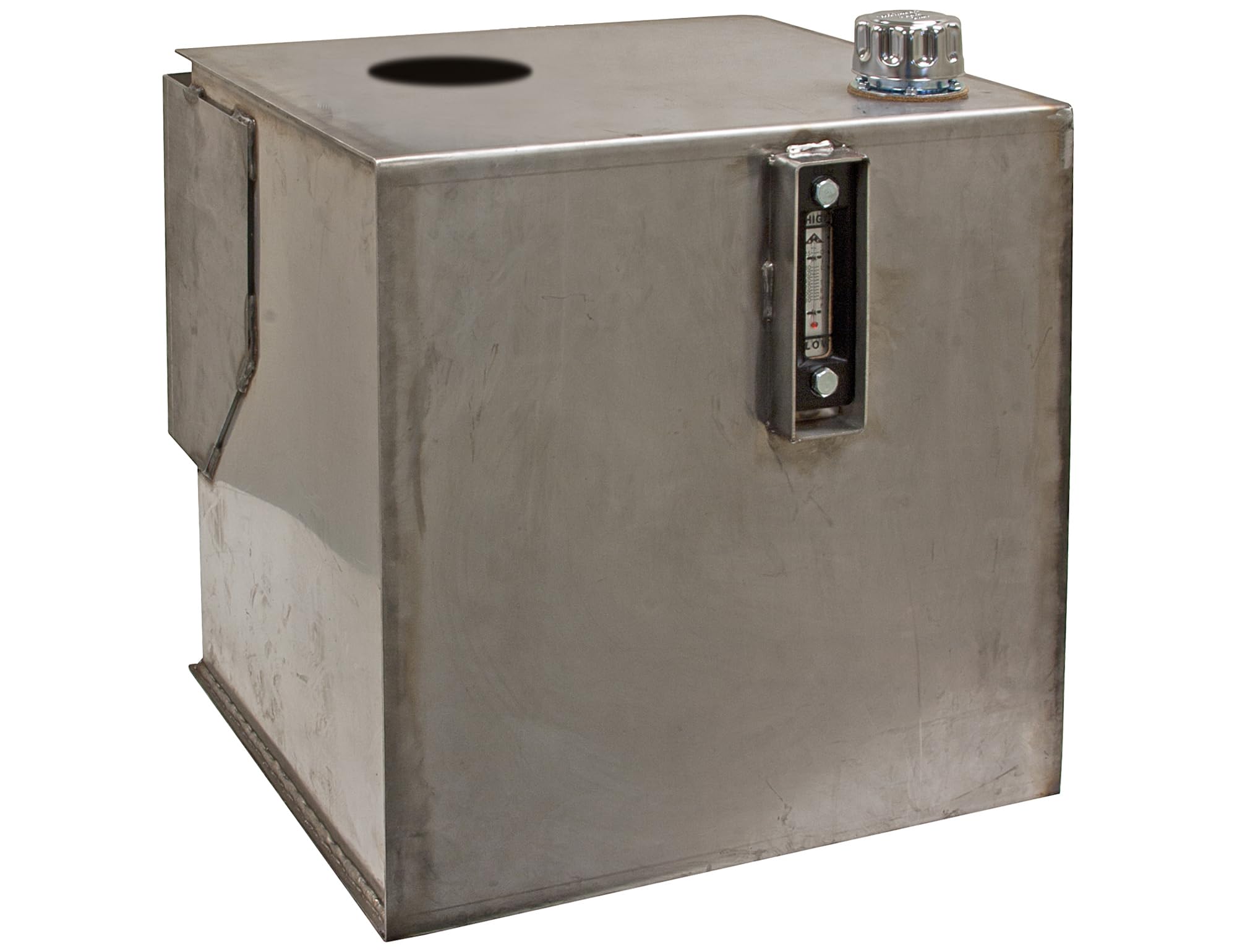30 Gallon Buyers Products SMR30SS Stainless Steel Hydraulic Reservoir, Pre-Drilled for Filter, Chrome Filler Breather, Sight Gauge, Magnetic Drain Plug, Carbon Steel Brackets for Trailers