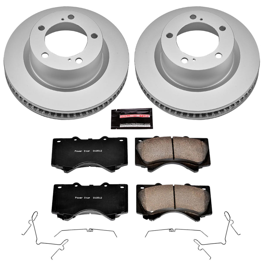 Coated Power Stop CRK4696 Brake Rotor & Ceramic Brake Pads- front