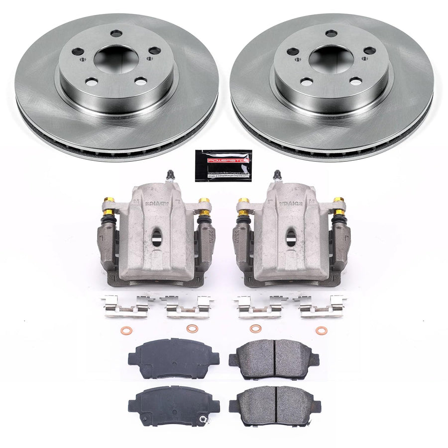 Power Stop KCOE5219 Replacement Autospeciality Front Caliper Kit- OE Rotors, Ceramic Brake Pads, Calipers For Toyota Prius 2004-2009 [Model Specific]