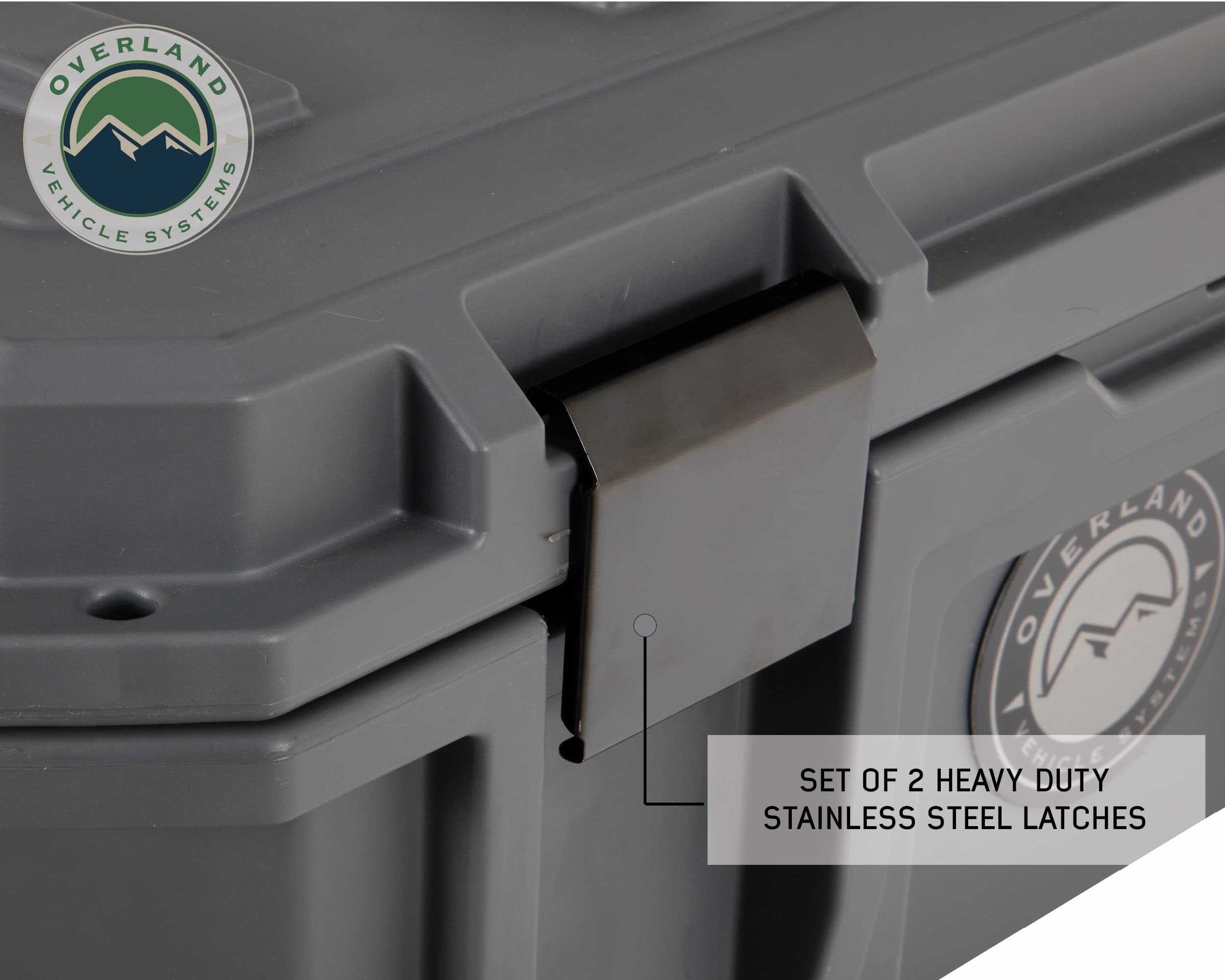 D.B.S. Overland Vehicle Systems 53 QT Dry Box Storage with Drain and Bottle Opener | Dark Grey | Waterproof Sealing | Heavy Duty Latches | 40100001
