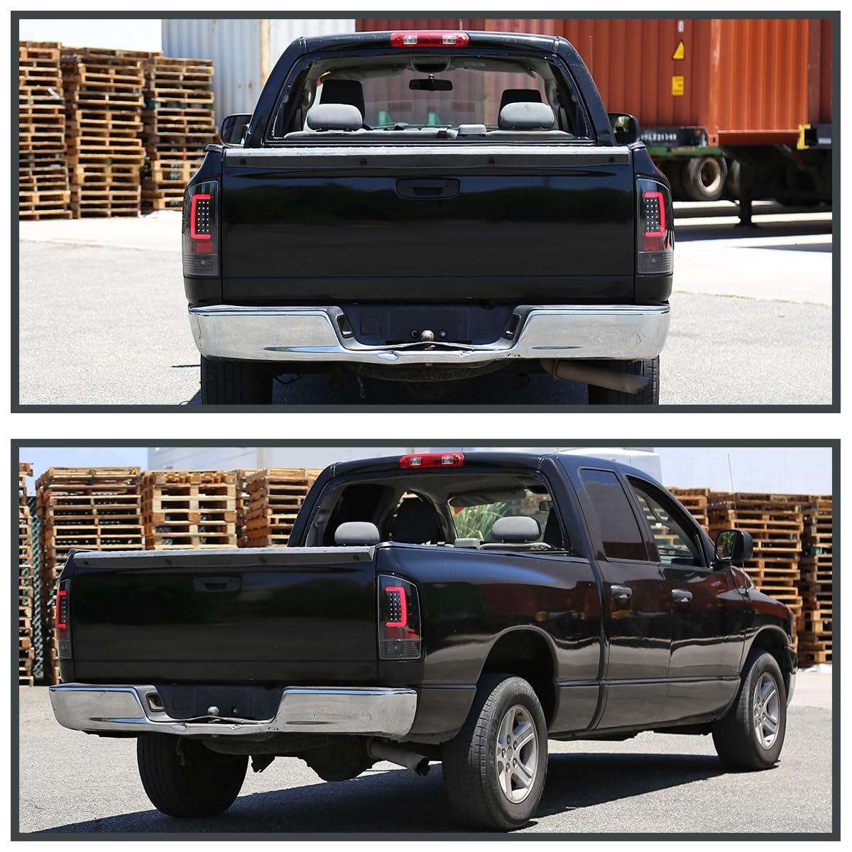 Jet Black LED Tail Lights SPEC-D TUNING Compatible with 2007-2008 Dodge Ram 1500, 2007-2009 Dodge Ram 2500/3500, Left + Right Pair Assembly