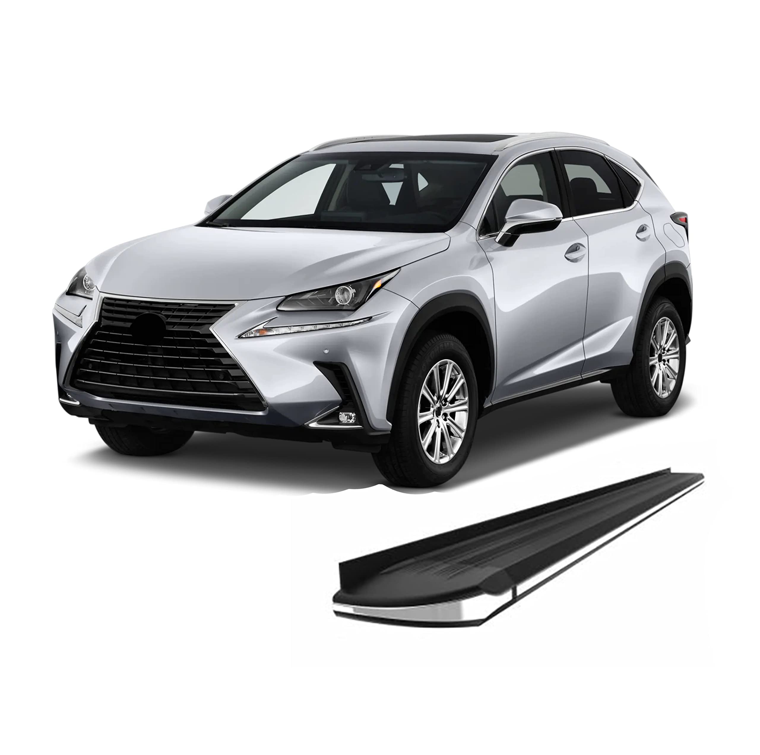 Black Aluminum Black Horse Exceed Running Boards Compatible with 2015-2017 Lexus NX200t&2018-2020 Lexus NX300&2018-2020 Lexus NX300