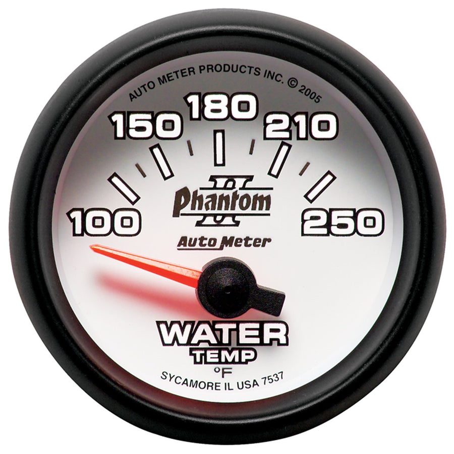 Auto Meter Phantom II 2-1/16" 100-250 F Short Sweep Electric Water Temperature Gauge 7537