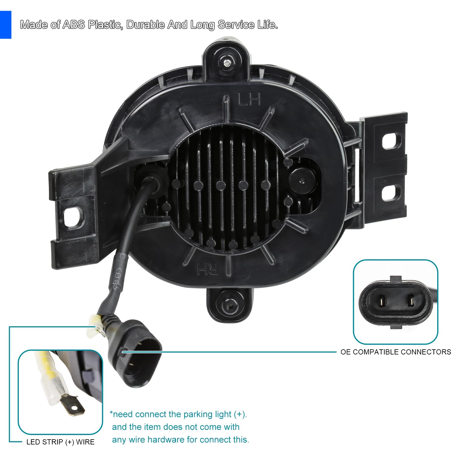 Glossy Black Housing Spec-D Tuning Clear Lens LED Fog Lights Compatible with 2002-2008 Dodge Ram 1500 2500 3500, Left + Right Pair Assembly