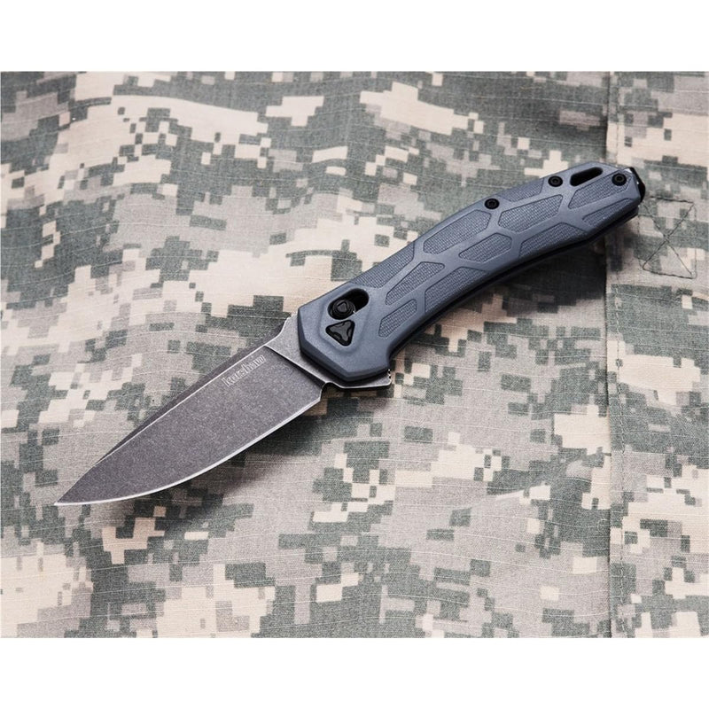 Kershaw Pocket Knife Covalent, DuraLock Lock, KVT Opening Mechanism with Drop Point Blade, Mid Size Everyday Carry with D2 Steel, Pocketclip, Gray