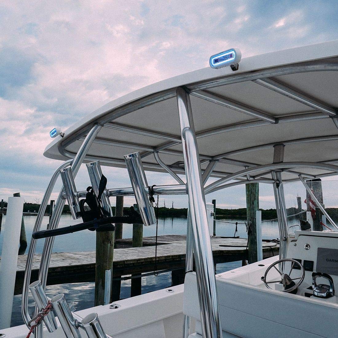 Marine Spreader Light Rigid Industries SR-L Series - White Surface Mount - White Light w/Blue Halo