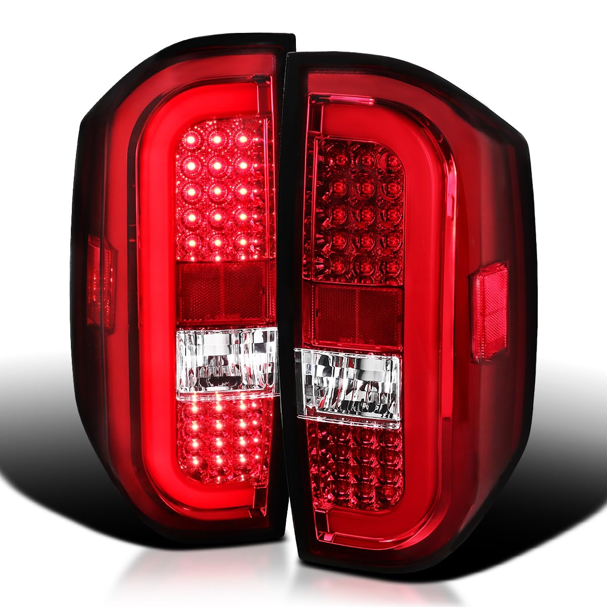 Red LED Sequential Tail Lights SPEC-D TUNING Compatible with 2014-2021 Toyota Tundra, Left + Right Pair Assembly