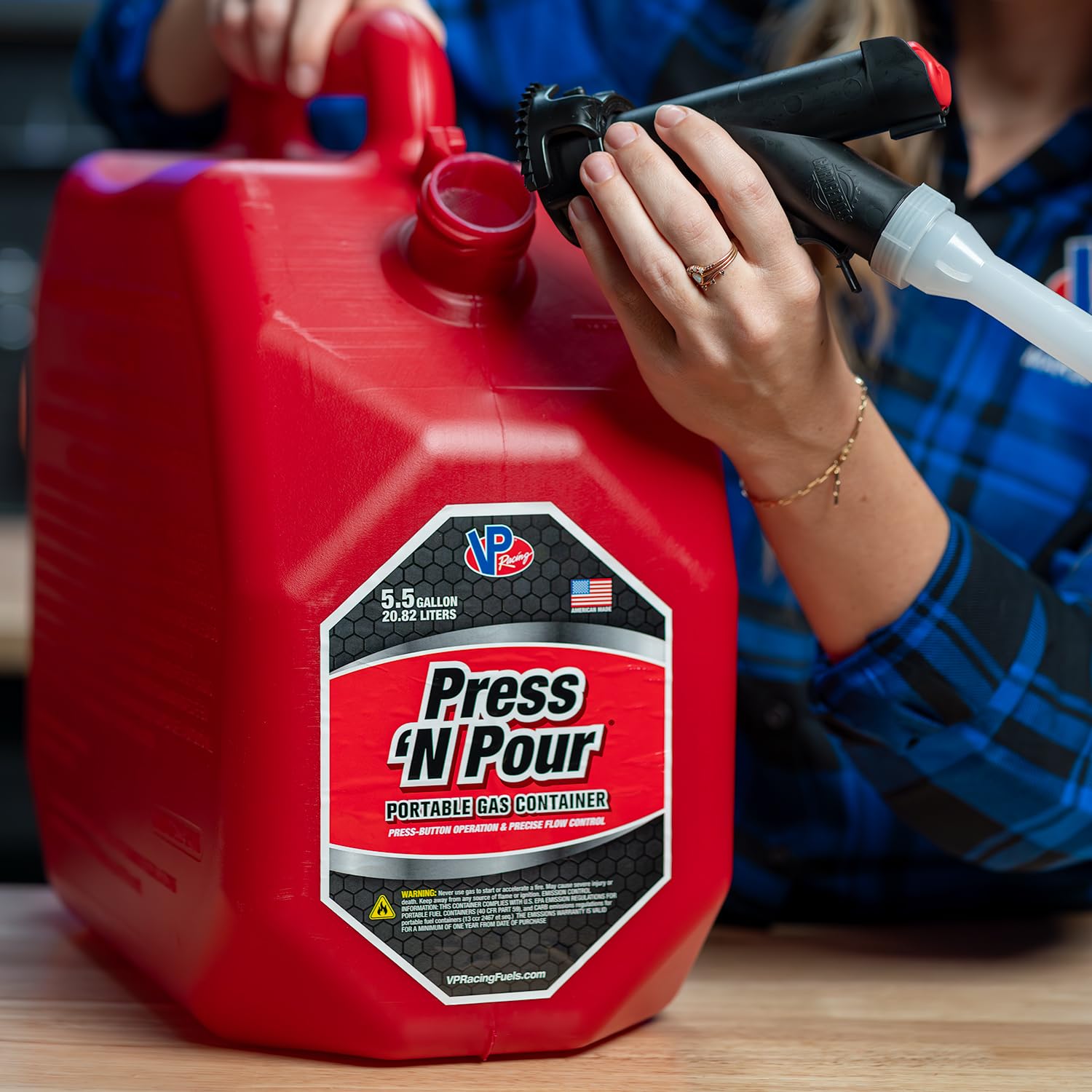5.5 Gallon VP Racing Press 'N Pour Gas Can Red - 1 Pack
