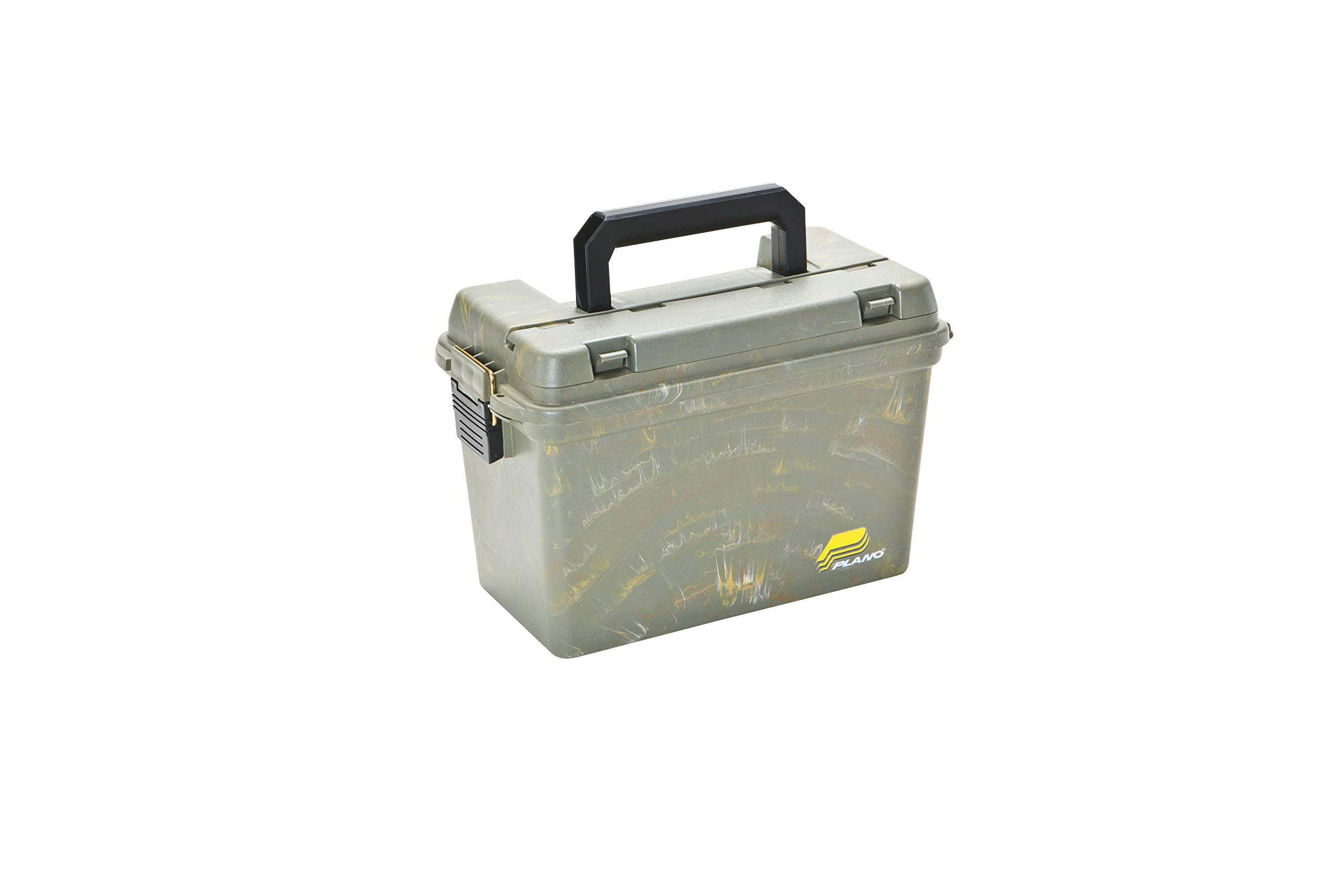 Camo Plano Field Ammo Box, Lockable Ammunition Storage Box with Heavy-Duty Carry Handle, Large Plastic Ammo Storage With Tray, Water-Resistant Protection, Holds 6 Boxes of Ammo